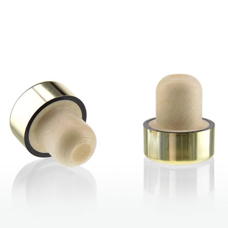 Rolhas capsuladas 19 mm, plástico, dourado, para boca: Cortiça