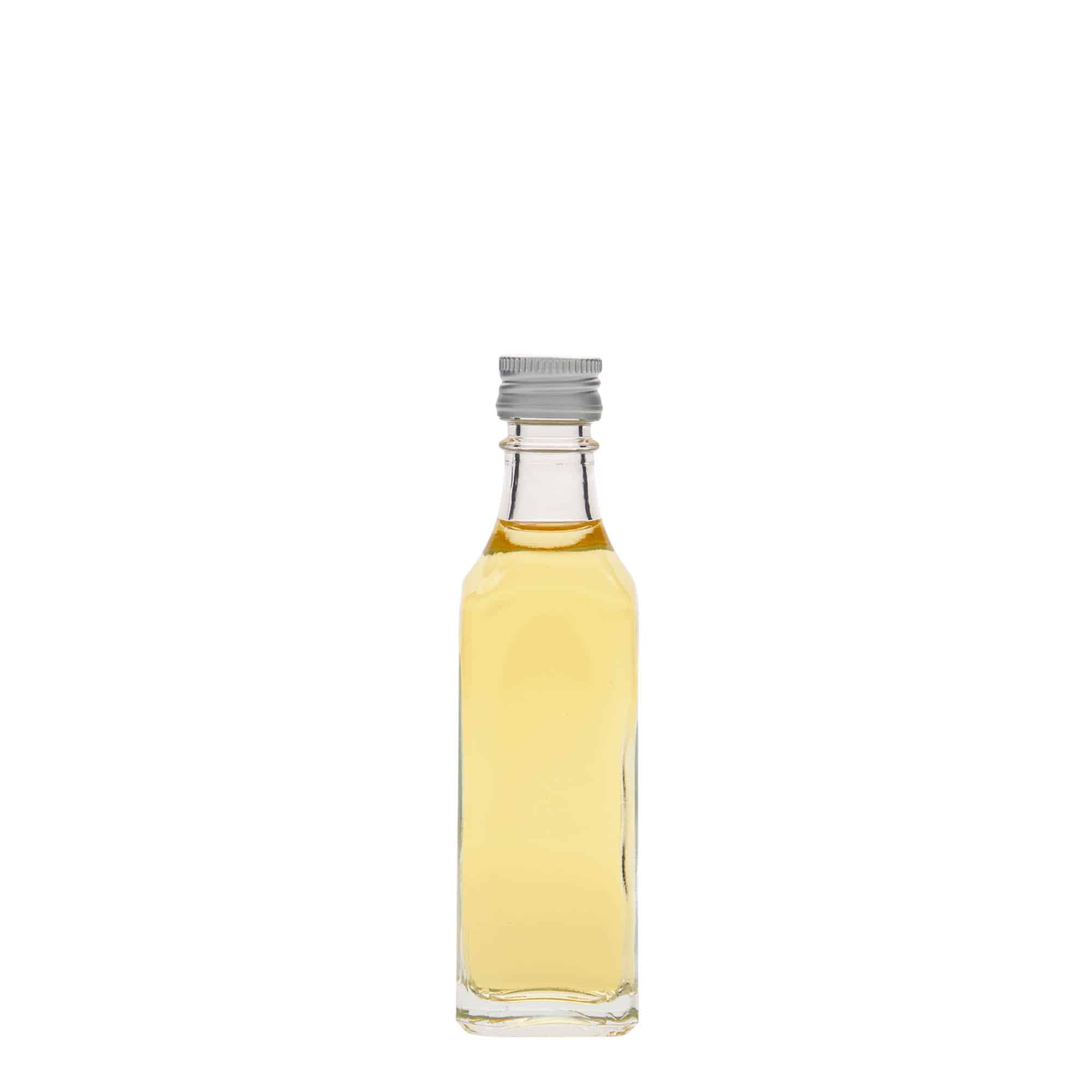 50 ml Garrafa de vidro 'Siena', quadrada, boca: PP 18