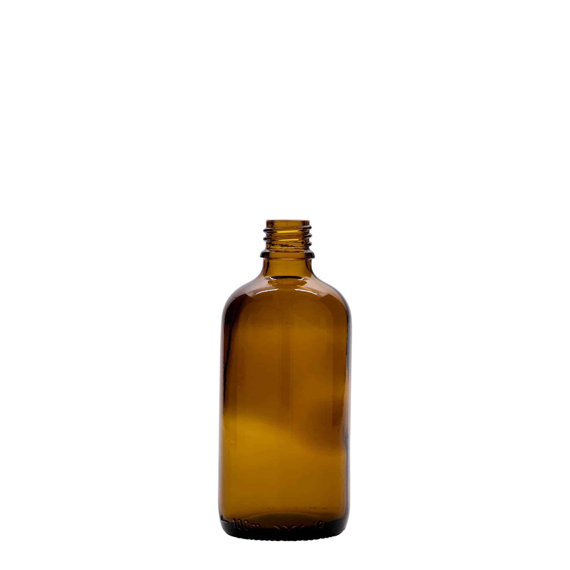 Frasco médico de 100 ml, vidro, castanho, boquilha: DIN 18