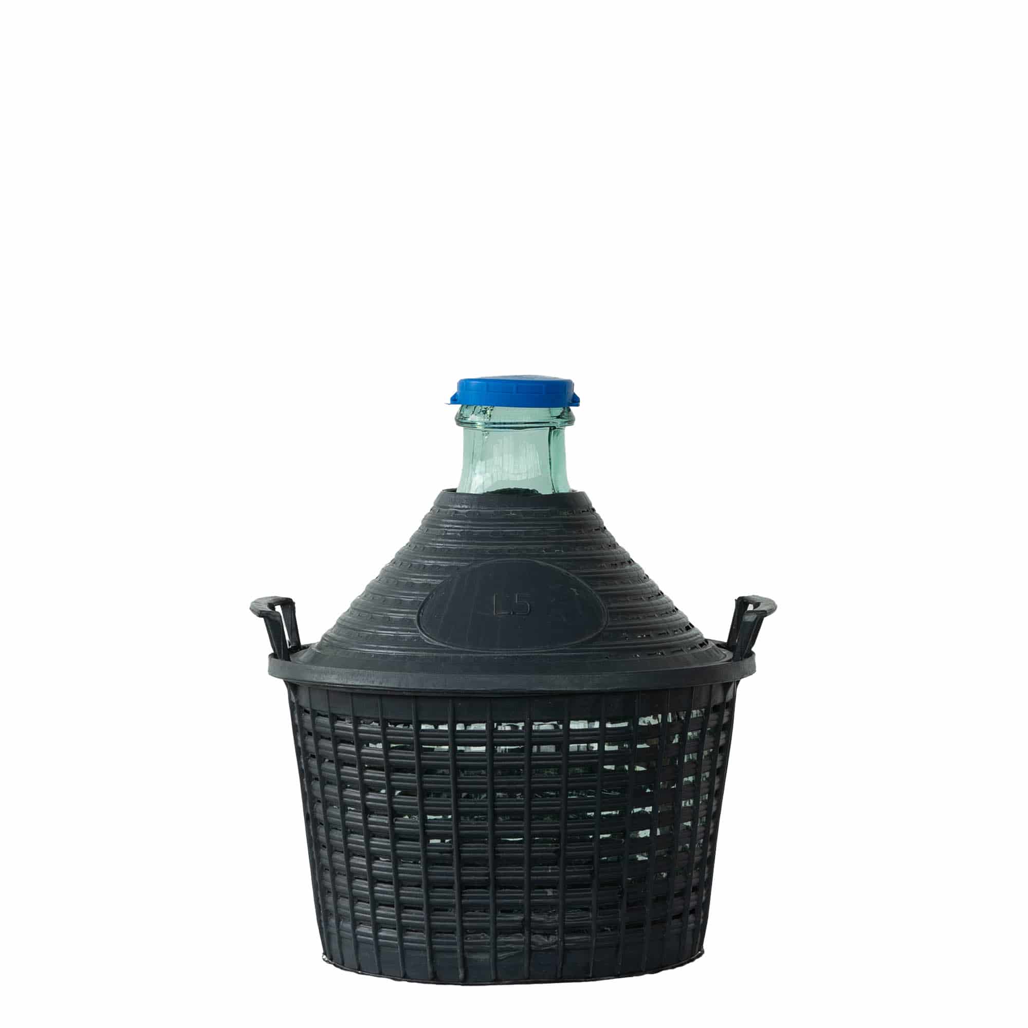 Botija de balão de 5 l, pescoço estreito, vidro, boca: tampa de encaixe