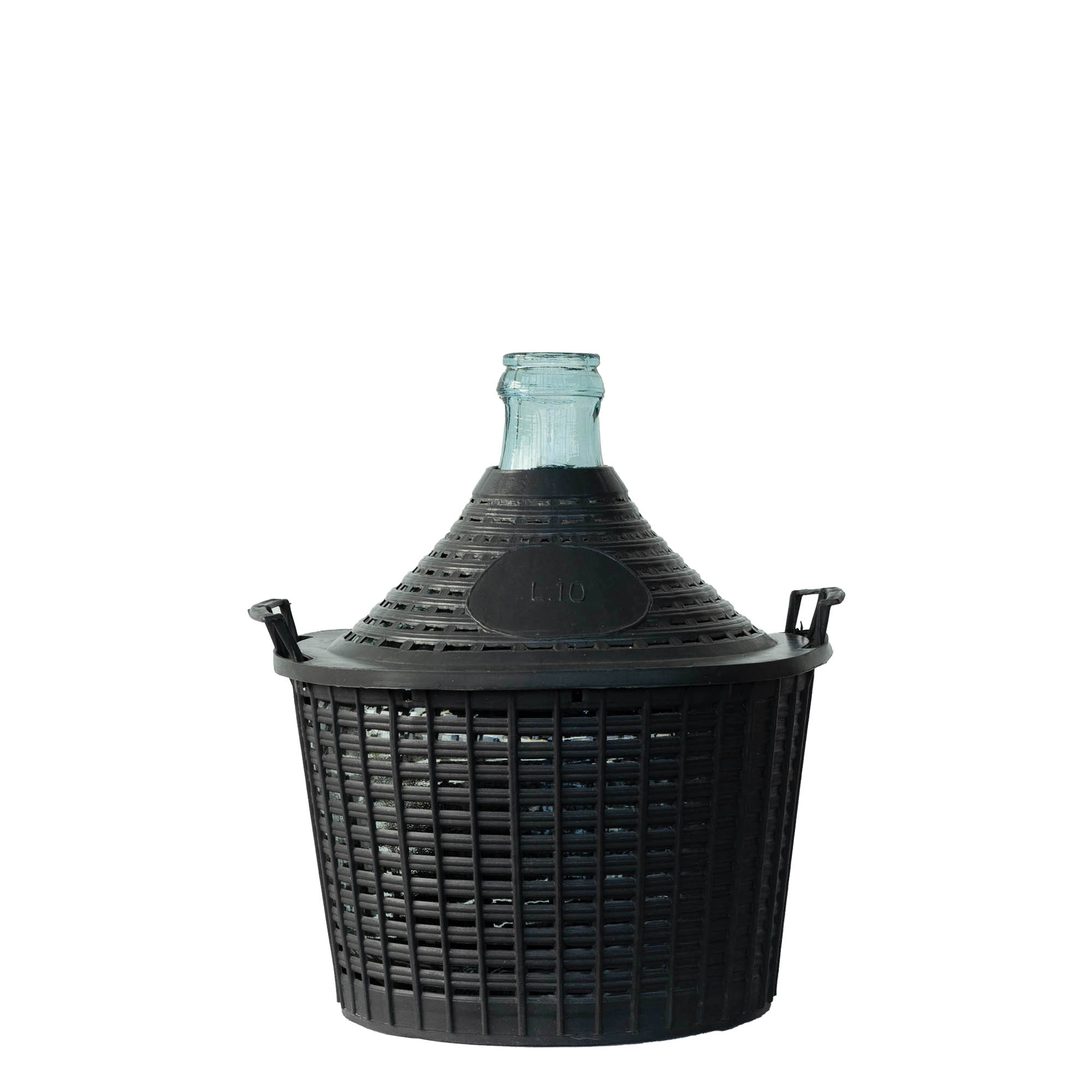 Botija de vidro de 10 l, pescoço estreito, boca: tampa de encaixe