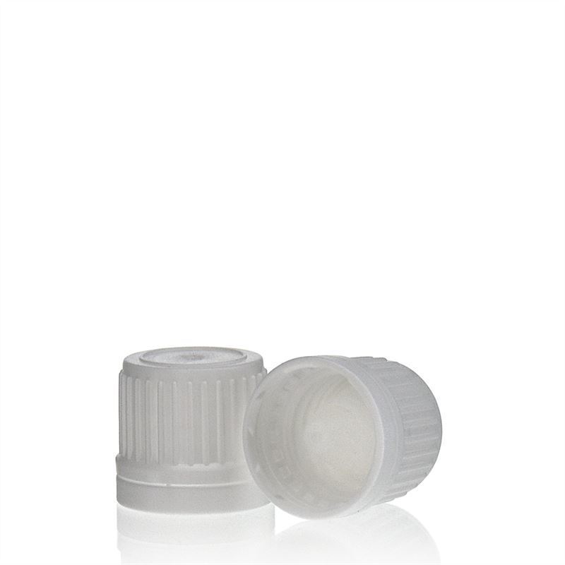 Tampa de rosca com inserto conta-gotas, plástico PE, branco, para bocal: DIN 18 Tampa de rosca com inserto conta-gotas, plástico PE, branco, para bocal: DIN 18