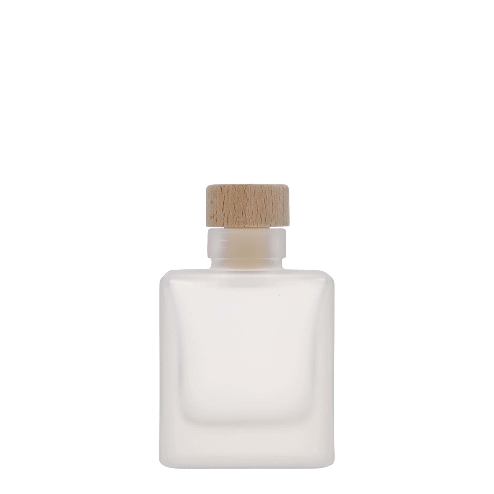 Frasco de vidro de 100 ml 'Cube', quadrado, fosco, boca: cortiça