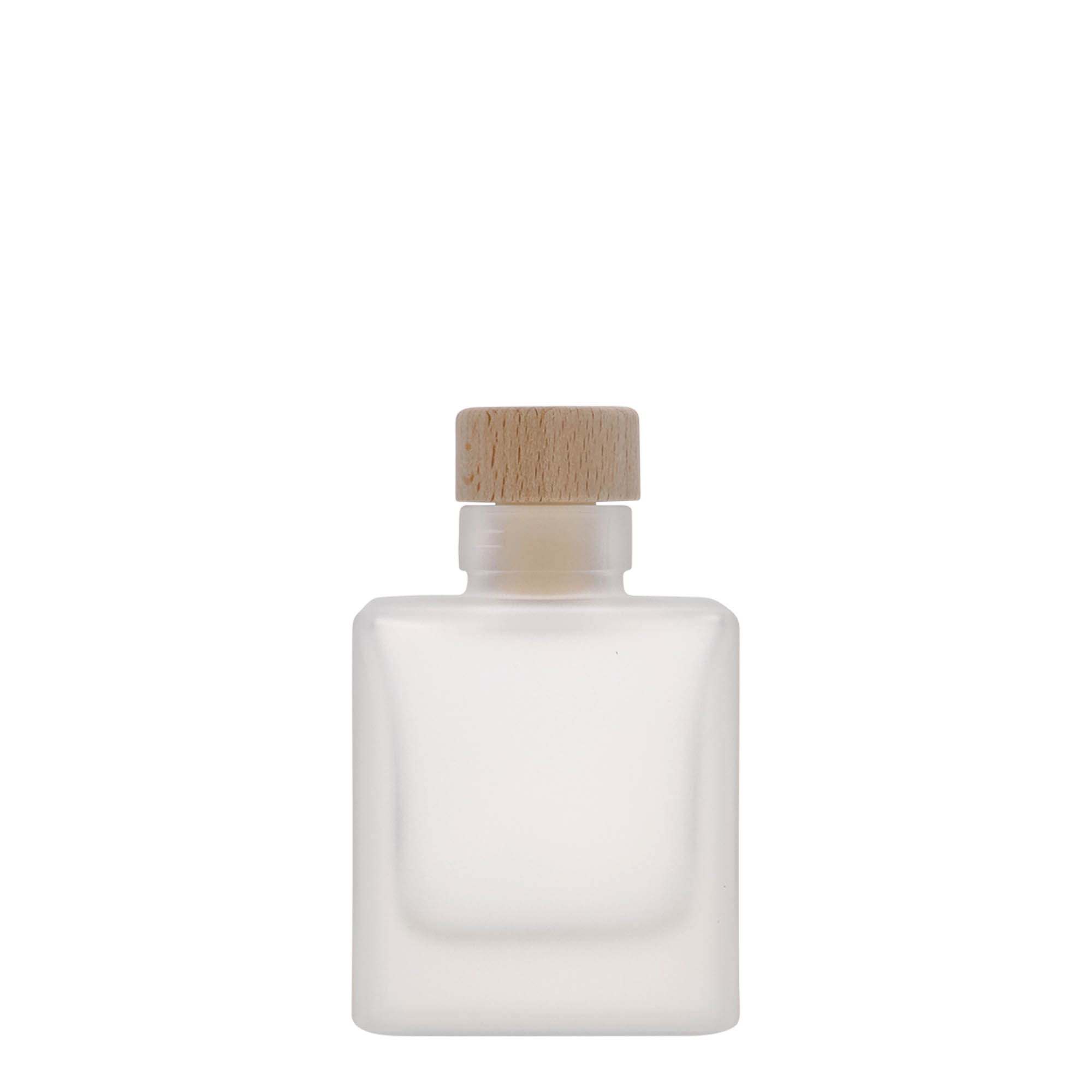 Frasco de vidro de 100 ml 'Cube', quadrado, fosco, boca: cortiça Frasco de vidro de 100 ml 'Cube', quadrado, fosco, boca: cortiça