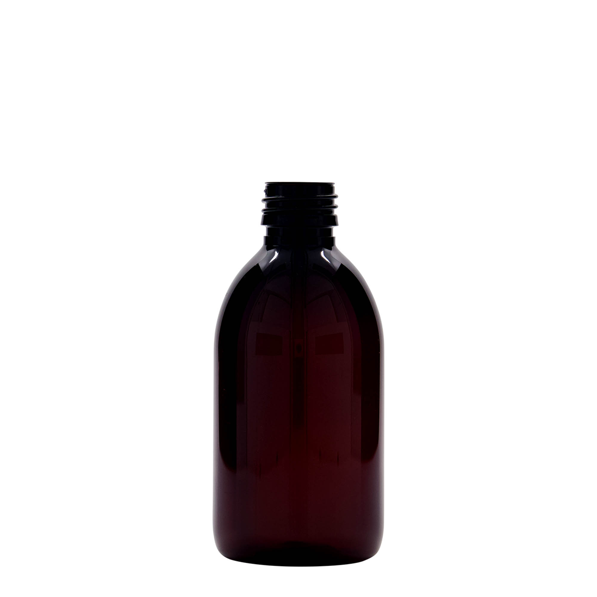 250 ml frasco médico PET, castanho, plástico, boca: PP 28