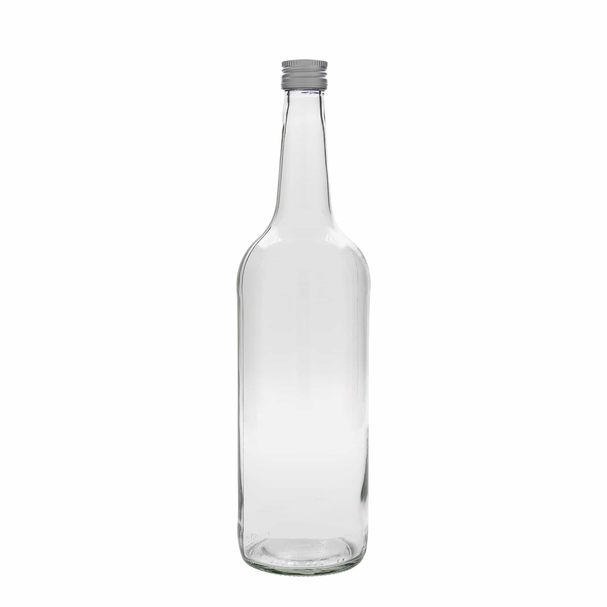 Garrafa de vidro de 1.000 ml com pescoço reto, bocal: PP 28
