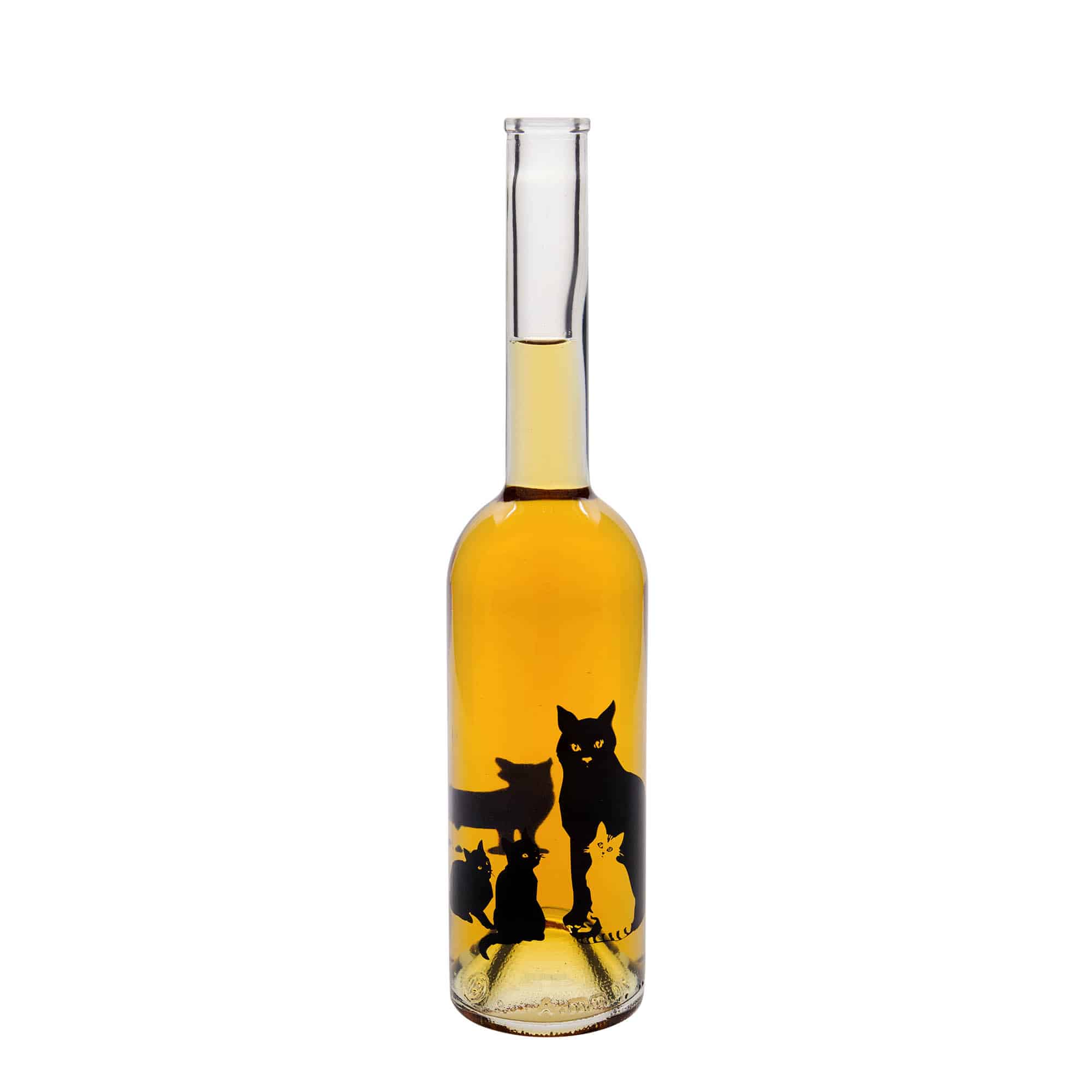 Garrafa de vidro de 500 ml 'Ópera', motivo: gatos, boca: cortiça