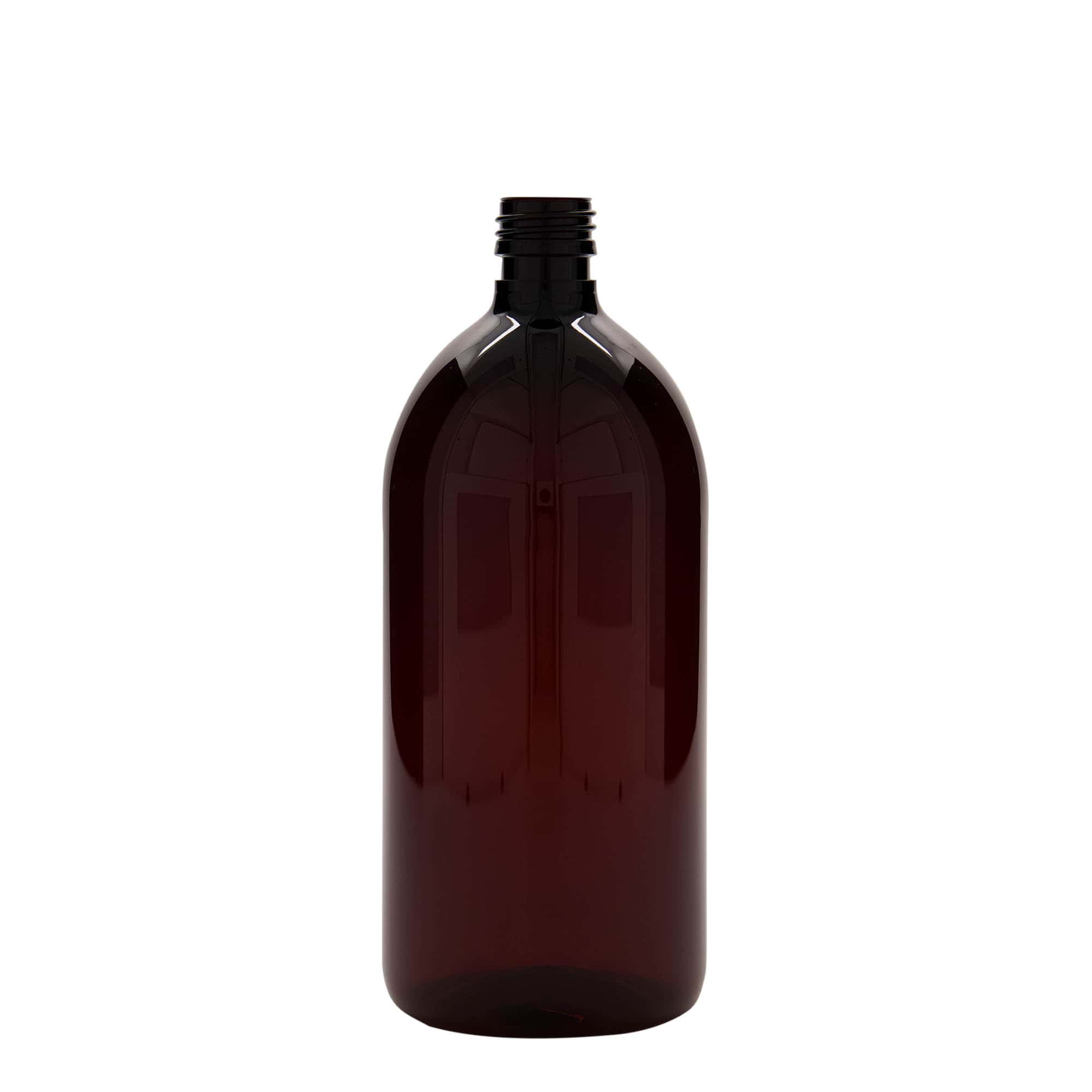1.000 ml frasco médico PET, castanho, plástico, boca: PP 28