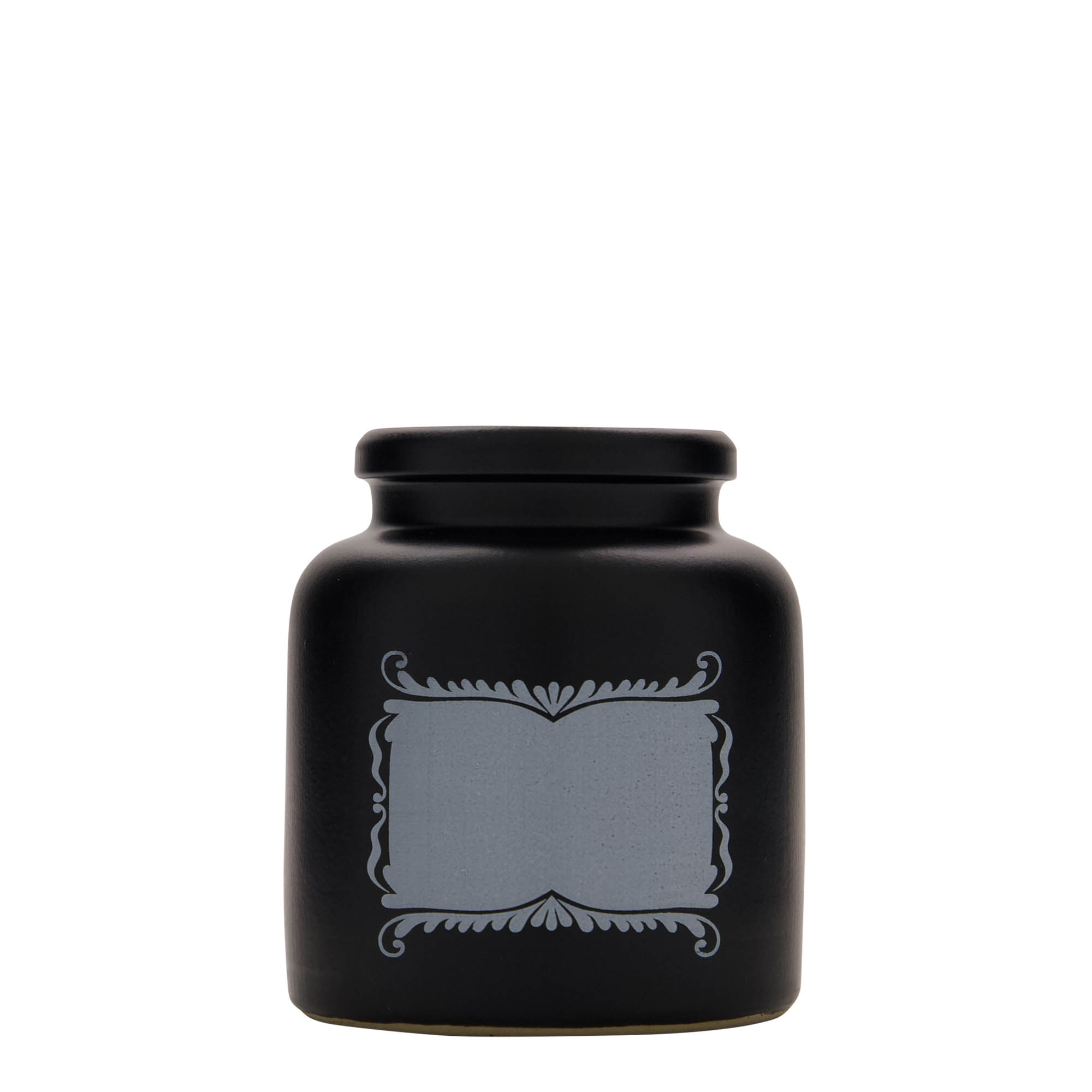 Vaso de grés de 270 ml, motivo: campo para etiquetas, cerâmica, preto, boca: tampa de encaixe