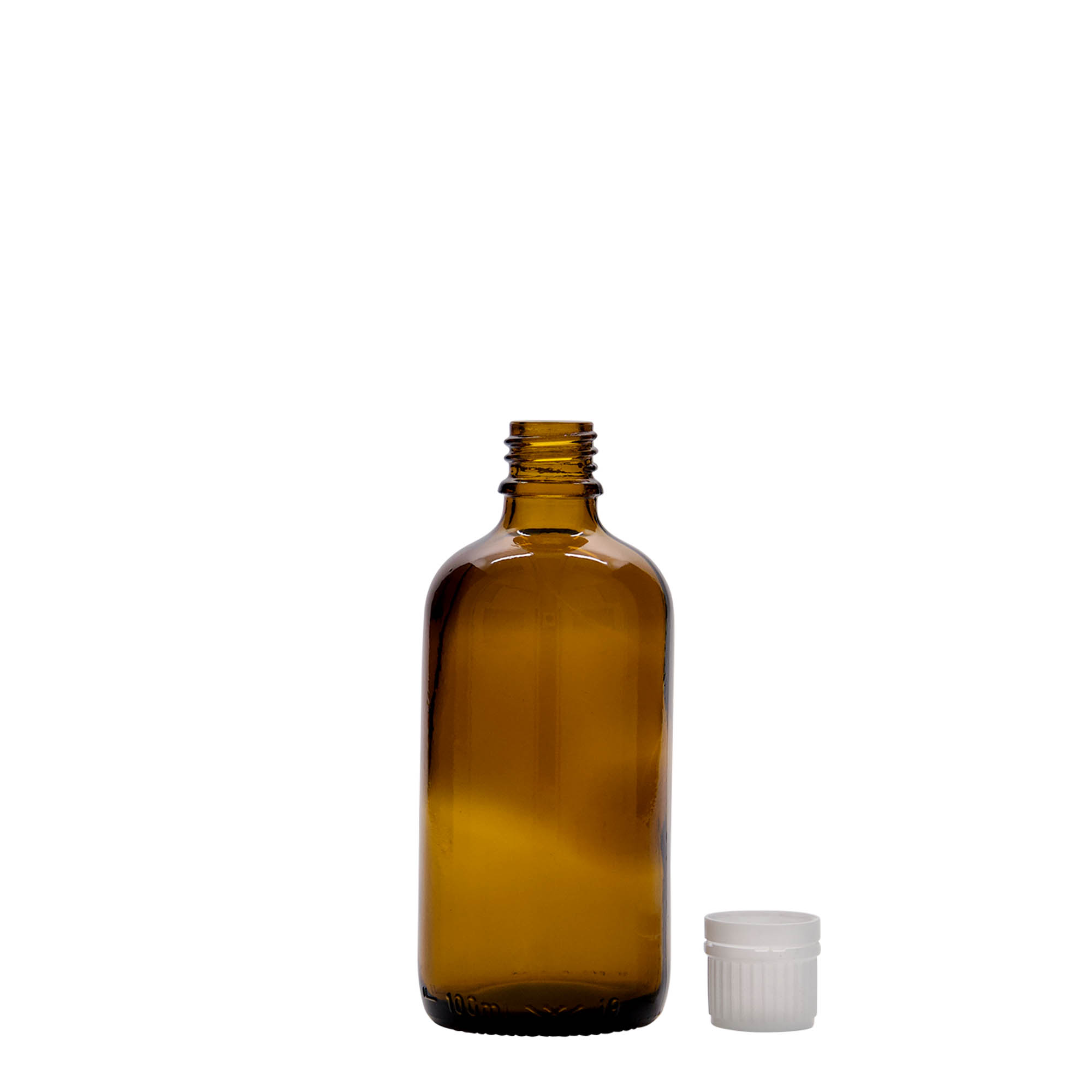 Frasco médico de 100 ml, vidro, castanho, boquilha: DIN 18