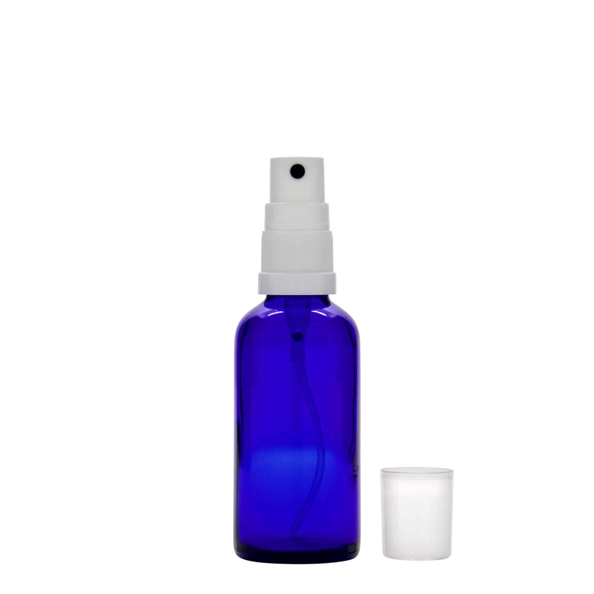 50 ml Frasco de pulverização farmacêutico, vidro, azul real, boca: DIN 18
