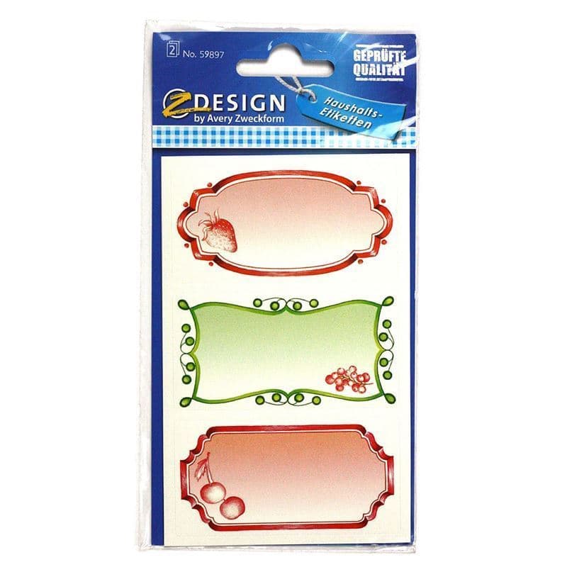 Etiquetas com formas 'Frutos', retangular, papel, várias cores Etiquetas com formas 'Frutos', retangular, papel, várias cores