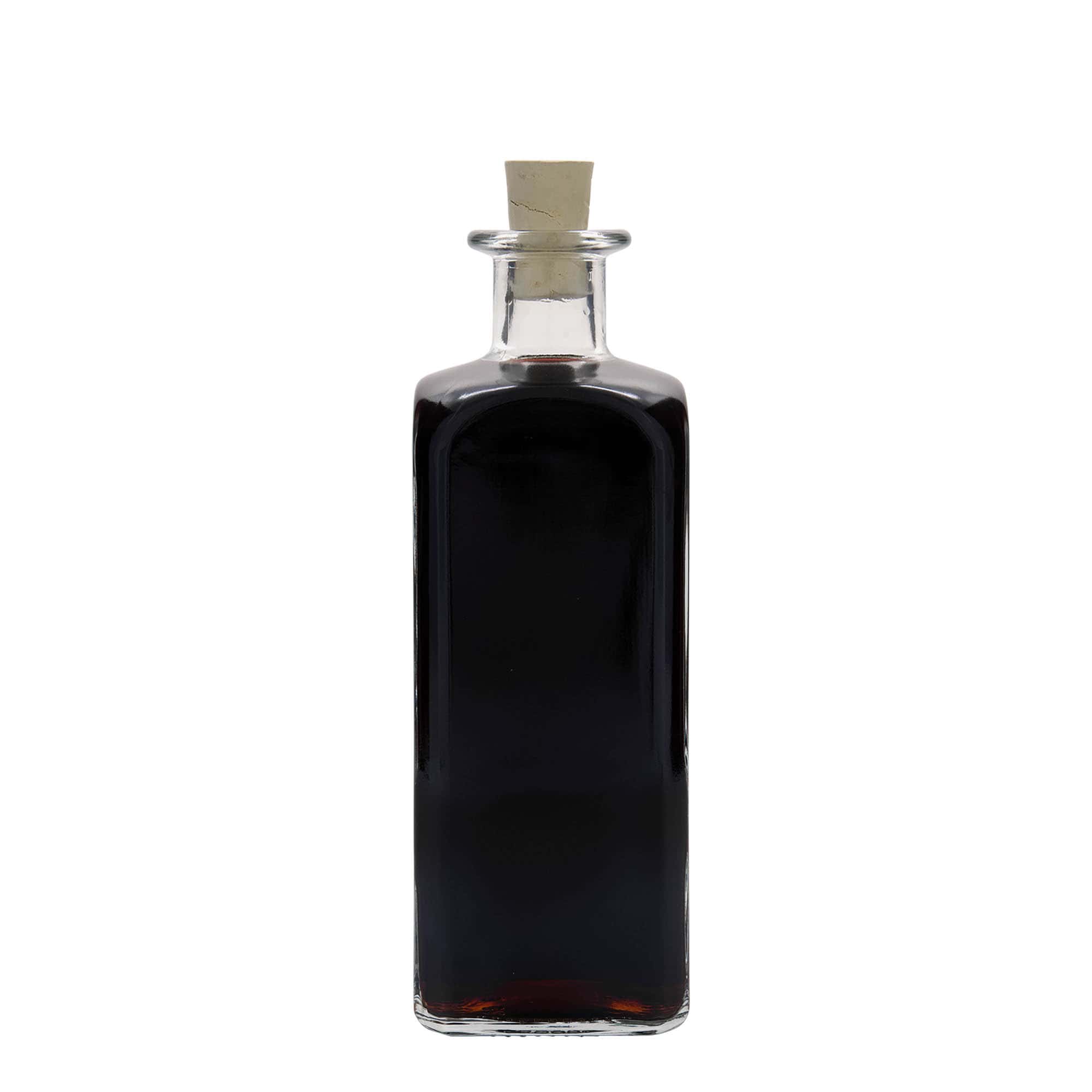 Garrafa de vidro de 500 ml Apotheker Carré, quadrada, boca: cortiça