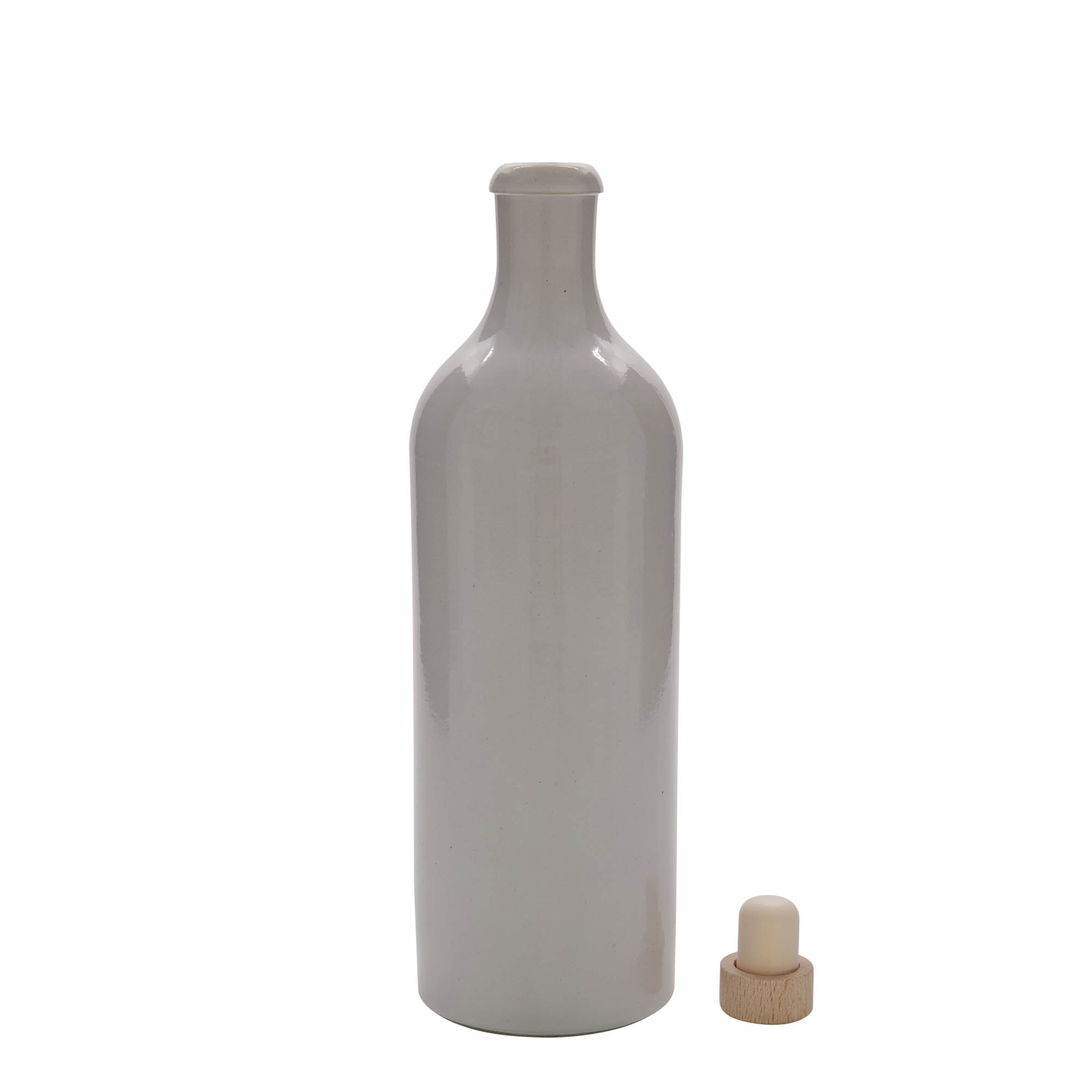 750 ml Jarra de barro, faiança, branca, boca: cortiça 750 ml Jarra de barro, faiança, branca, boca: cortiça
