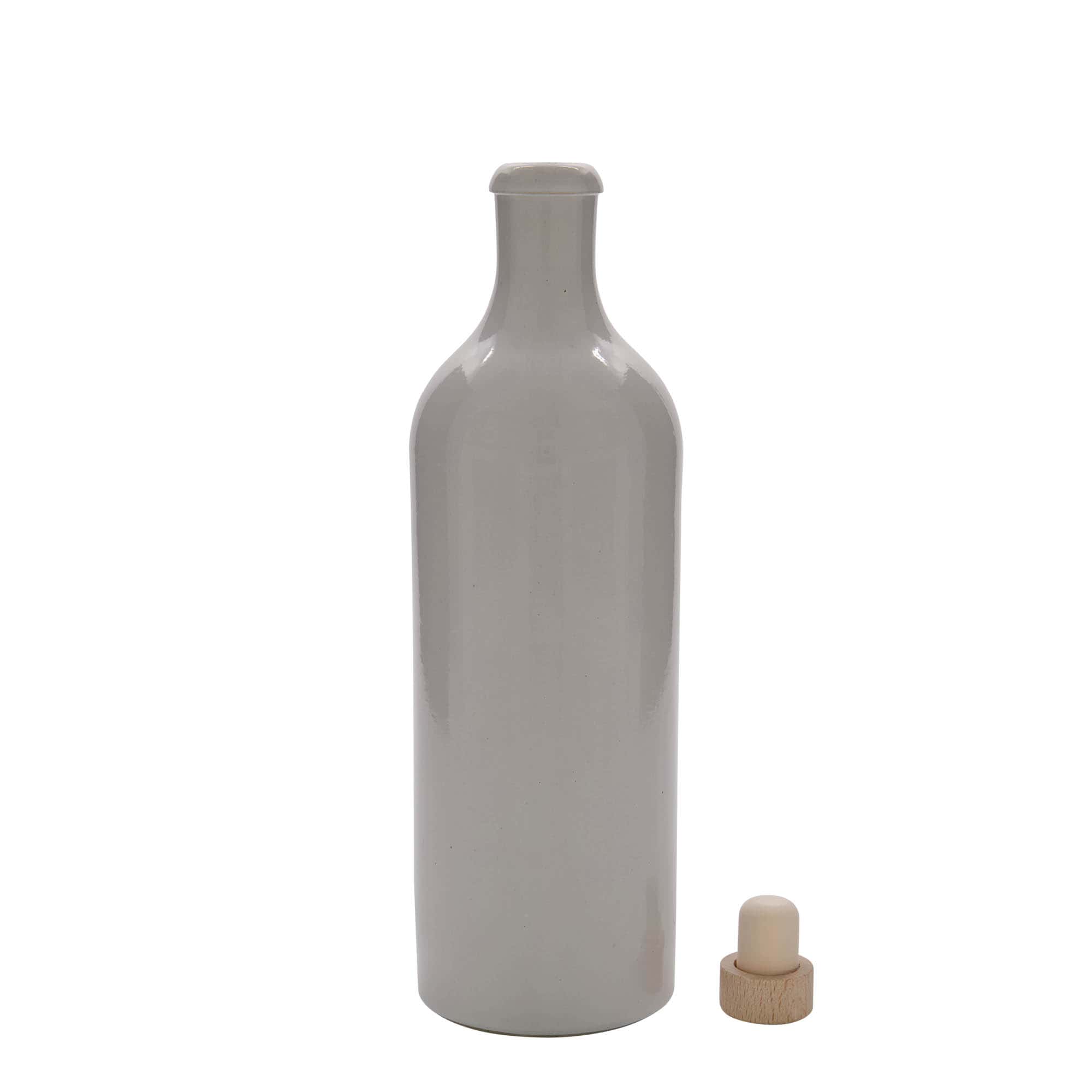 750 ml Jarra de barro, faiança, branca, boca: cortiça