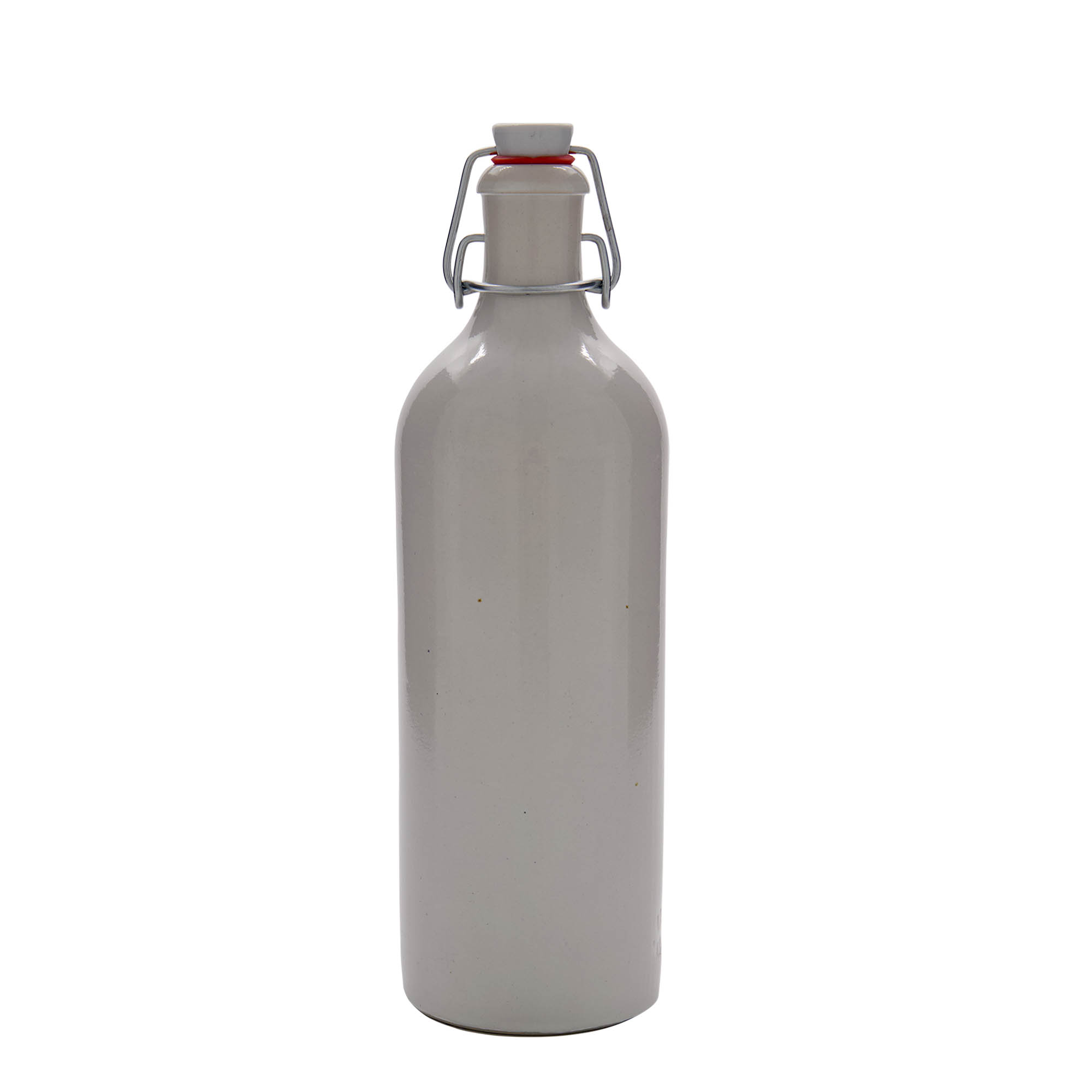 750 ml Jarra de barro, grés, branca, boca: fecho de mola