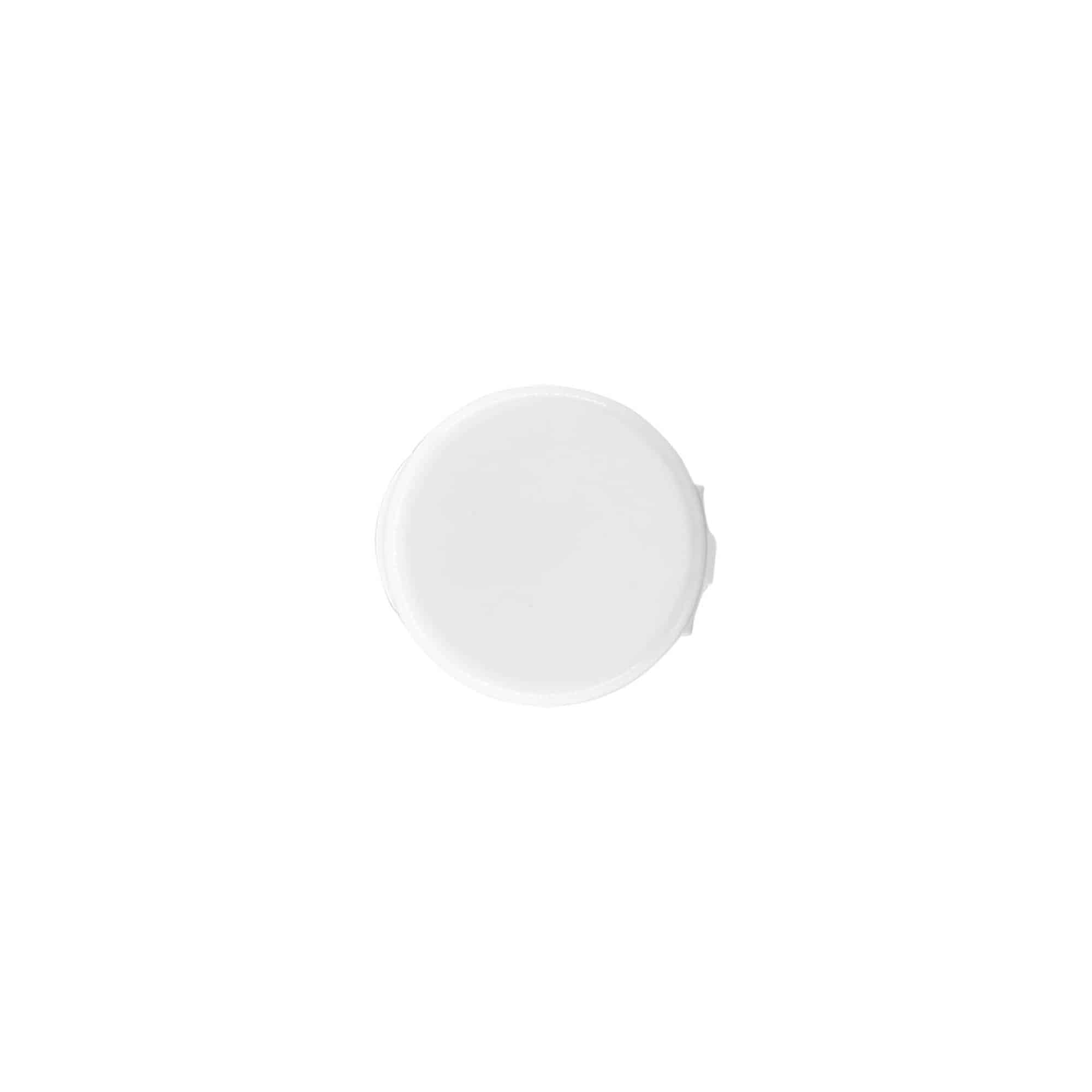 Tampa de rosca com dobradiça, plástico PP branco, para bocal: 24/410
