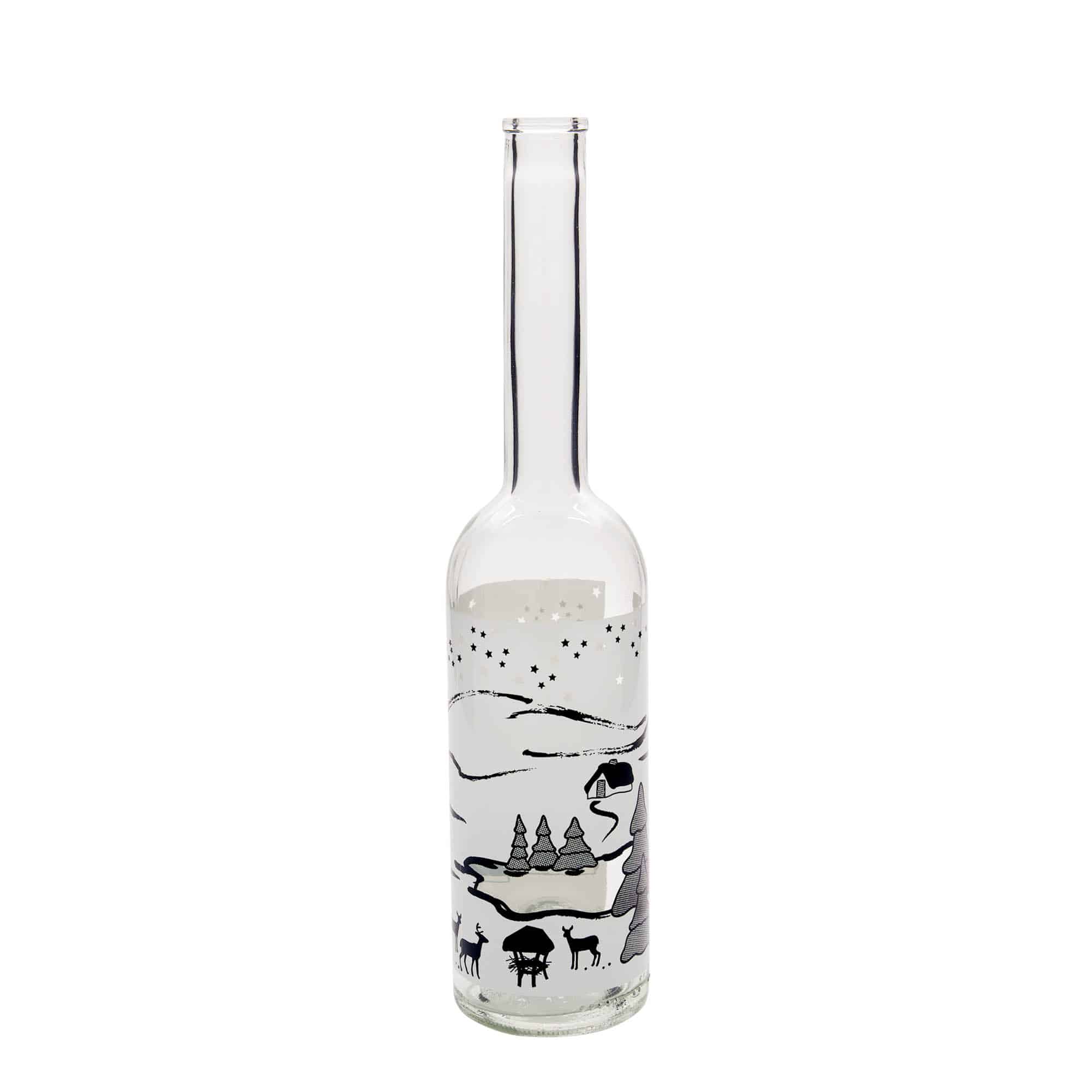 Garrafa de vidro 500 ml 'Opera', motivo: Sonho de Inverno-Bianco, abertura: cortiça Garrafa de vidro 500 ml 'Opera', motivo: Sonho de Inverno-Bianco, abertura: cortiça