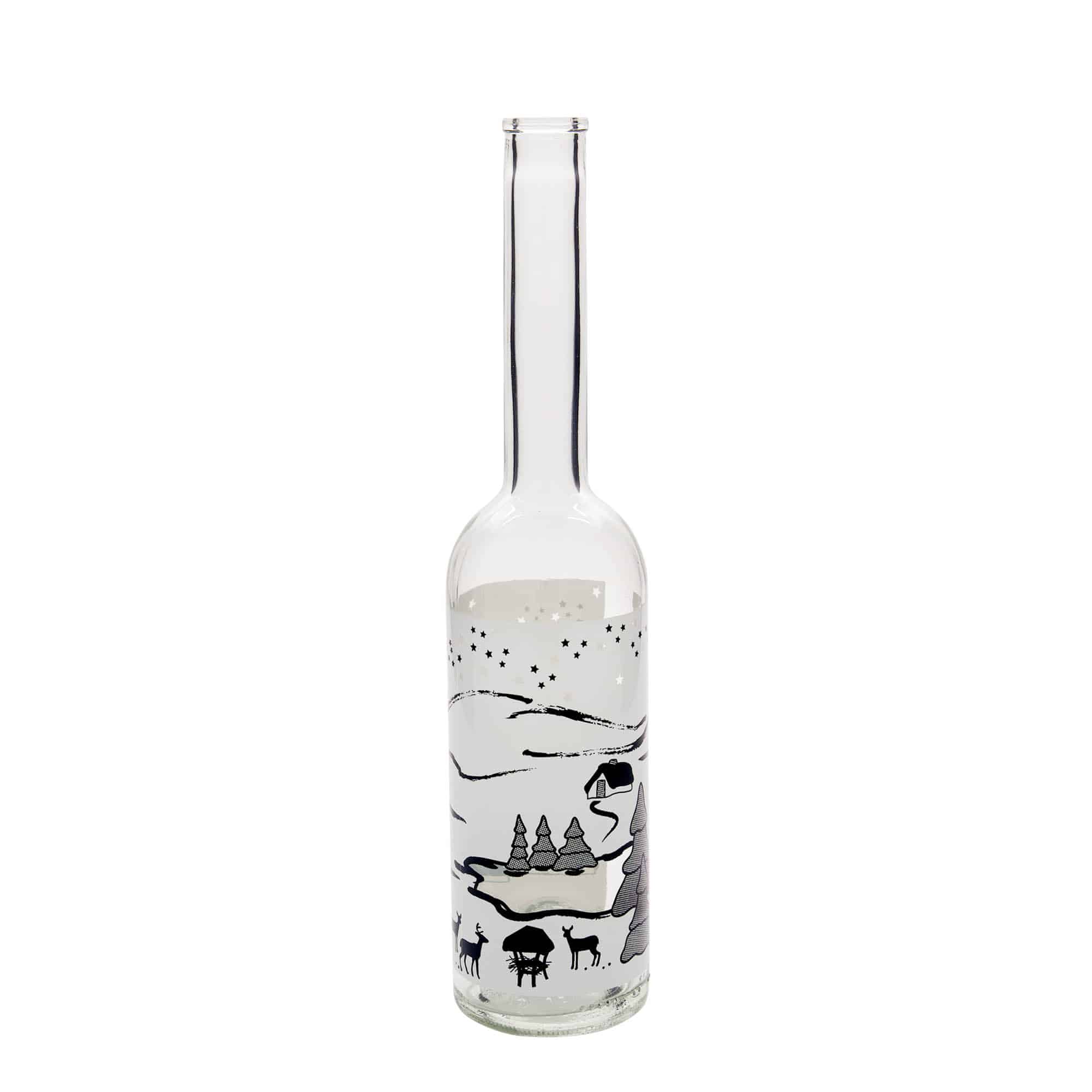 Garrafa de vidro 500 ml 'Opera', motivo: Sonho de Inverno-Bianco, abertura: cortiça