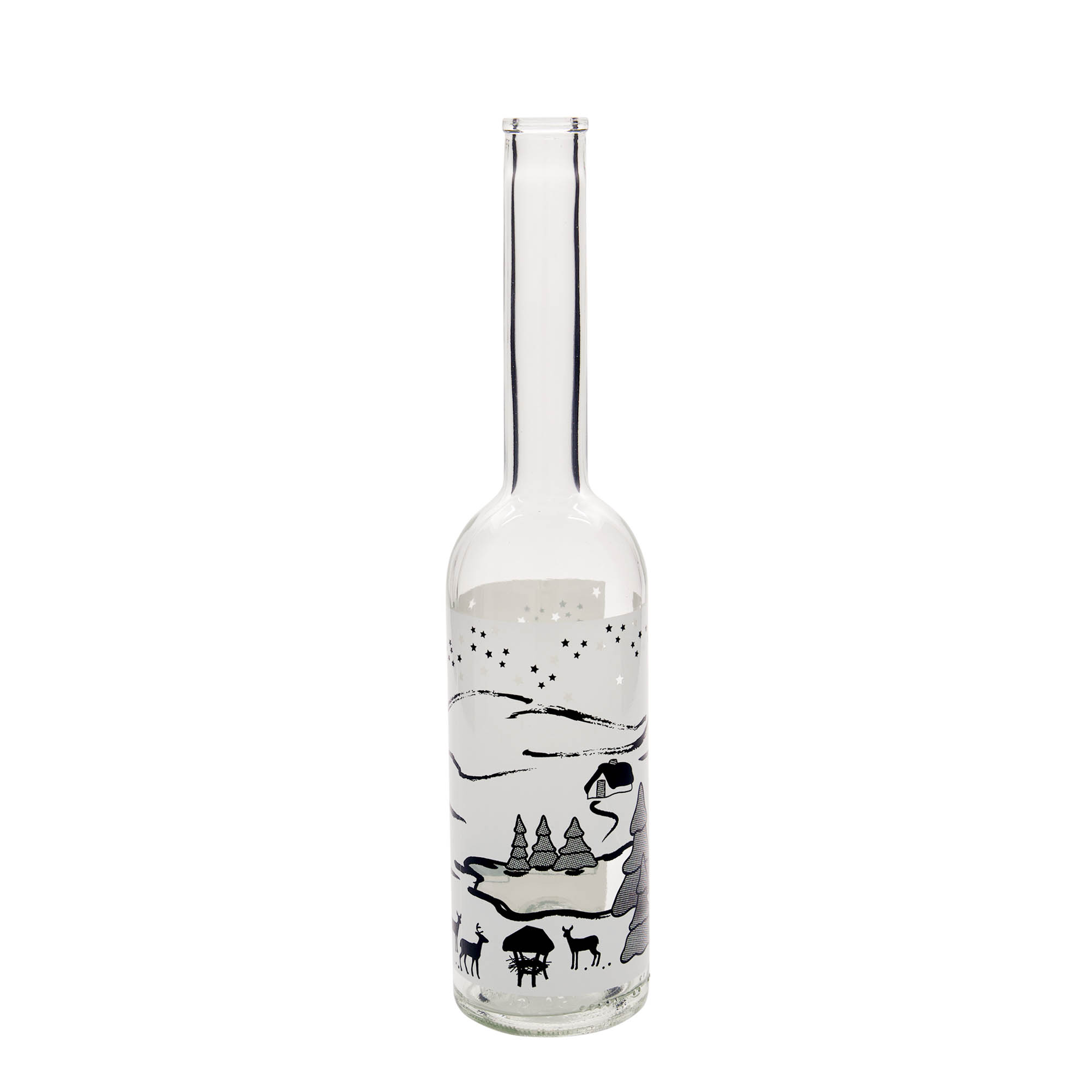 Garrafa de vidro 500 ml 'Opera', motivo: Sonho de Inverno-Bianco, abertura: cortiça Garrafa de vidro 500 ml 'Opera', motivo: Sonho de Inverno-Bianco, abertura: cortiça