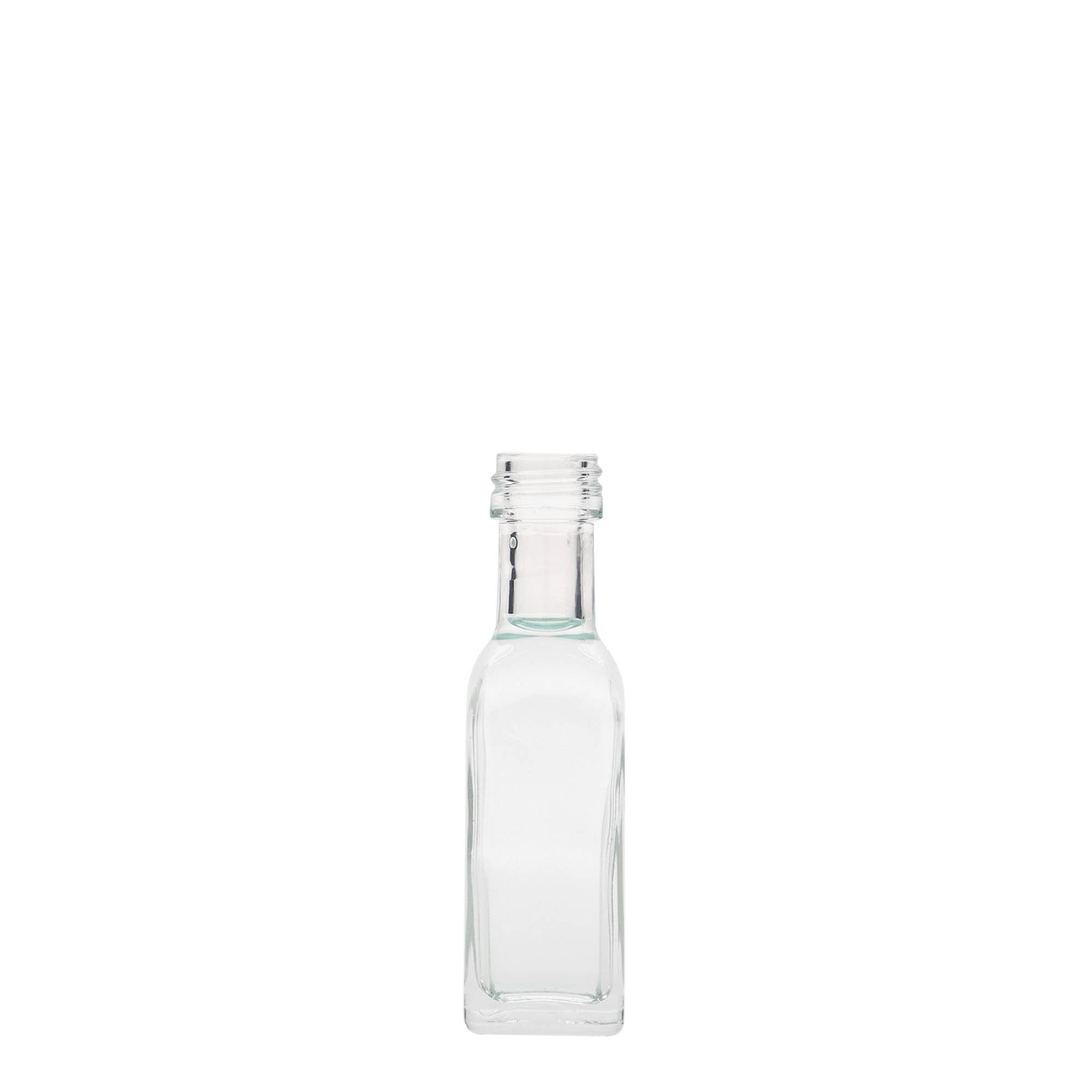 Frasco de vidro de 20 ml 'Marasca', quadrado, bocal: PP 18 Frasco de vidro de 20 ml 'Marasca', quadrado, bocal: PP 18