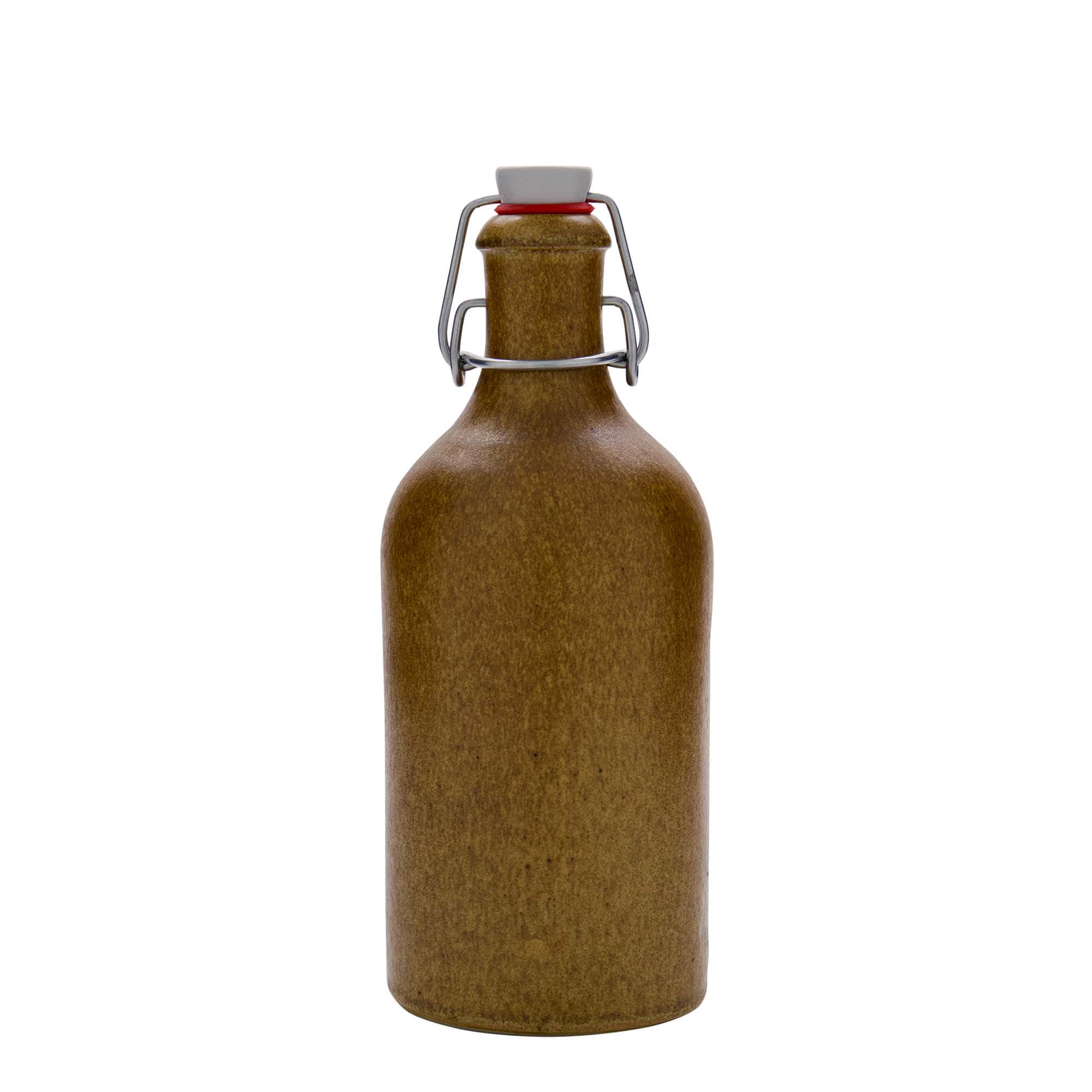 Jarro de barro 500 ml, grés, castanho-cristal, boca: fecho de mola