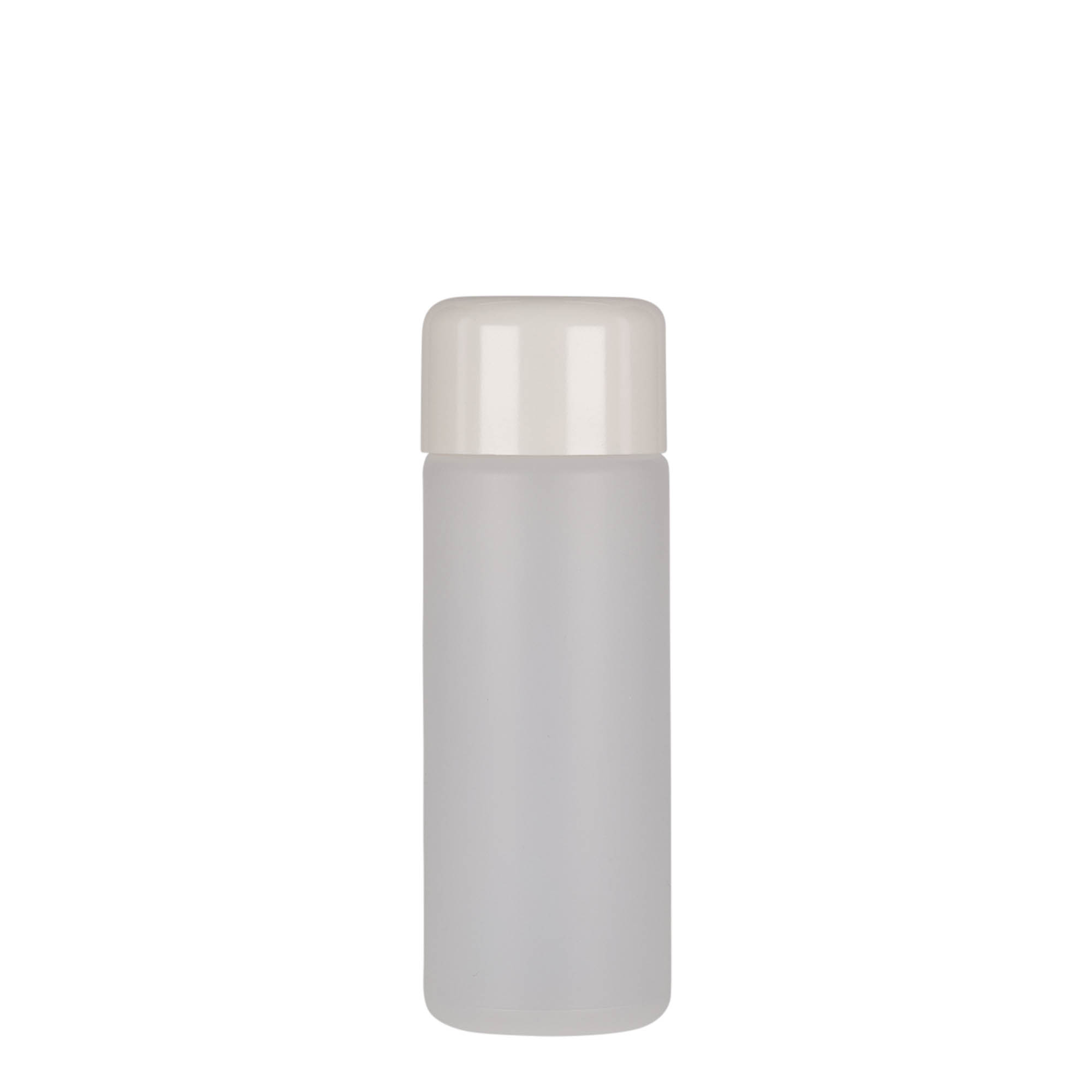 Frasco redondo de 100 ml, plástico PE, natural, boca: tampa de rosca Frasco redondo de 100 ml, plástico PE, natural, boca: tampa de rosca