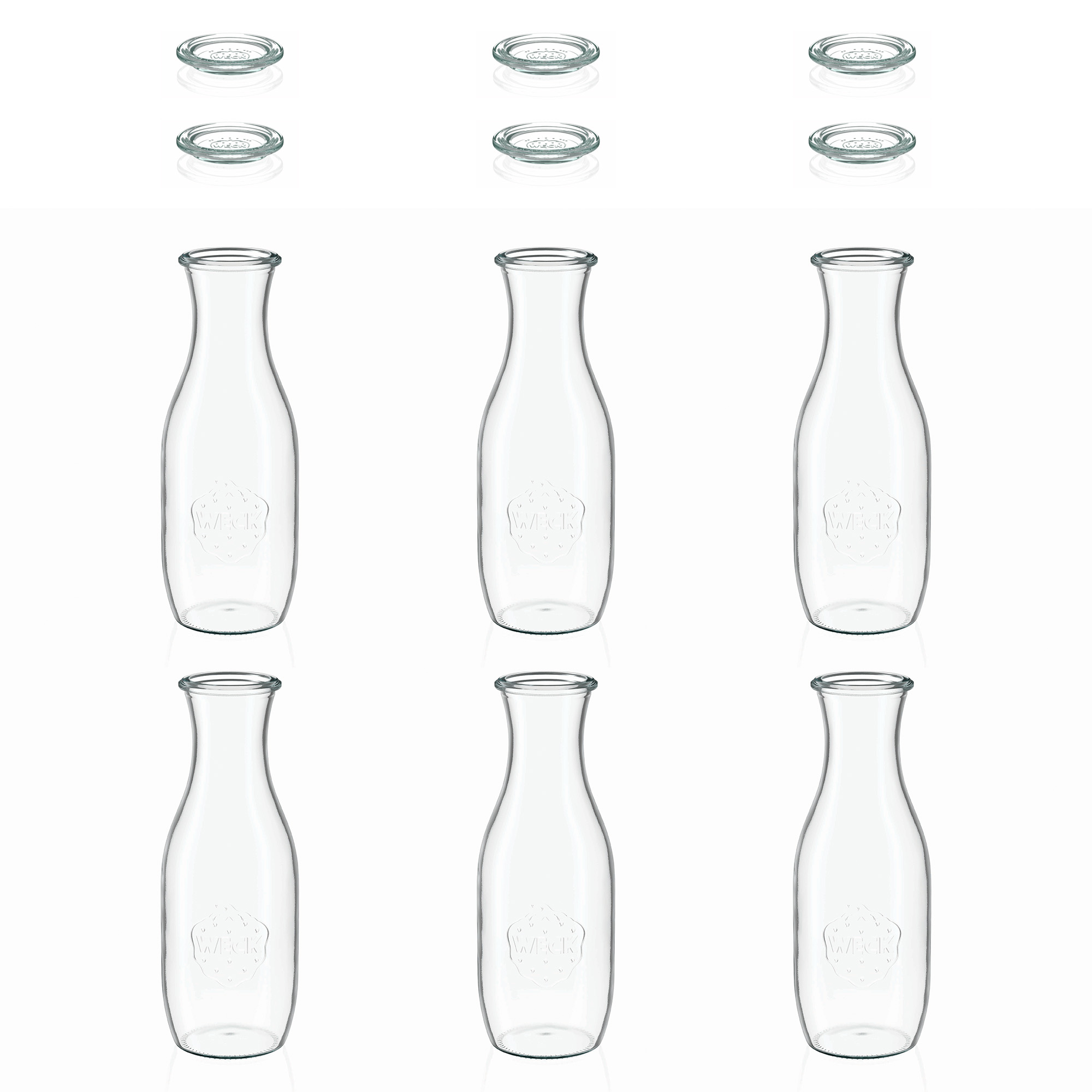 6x 1000 ml garrafa de sumo WECK com tampa de vidro RR 60