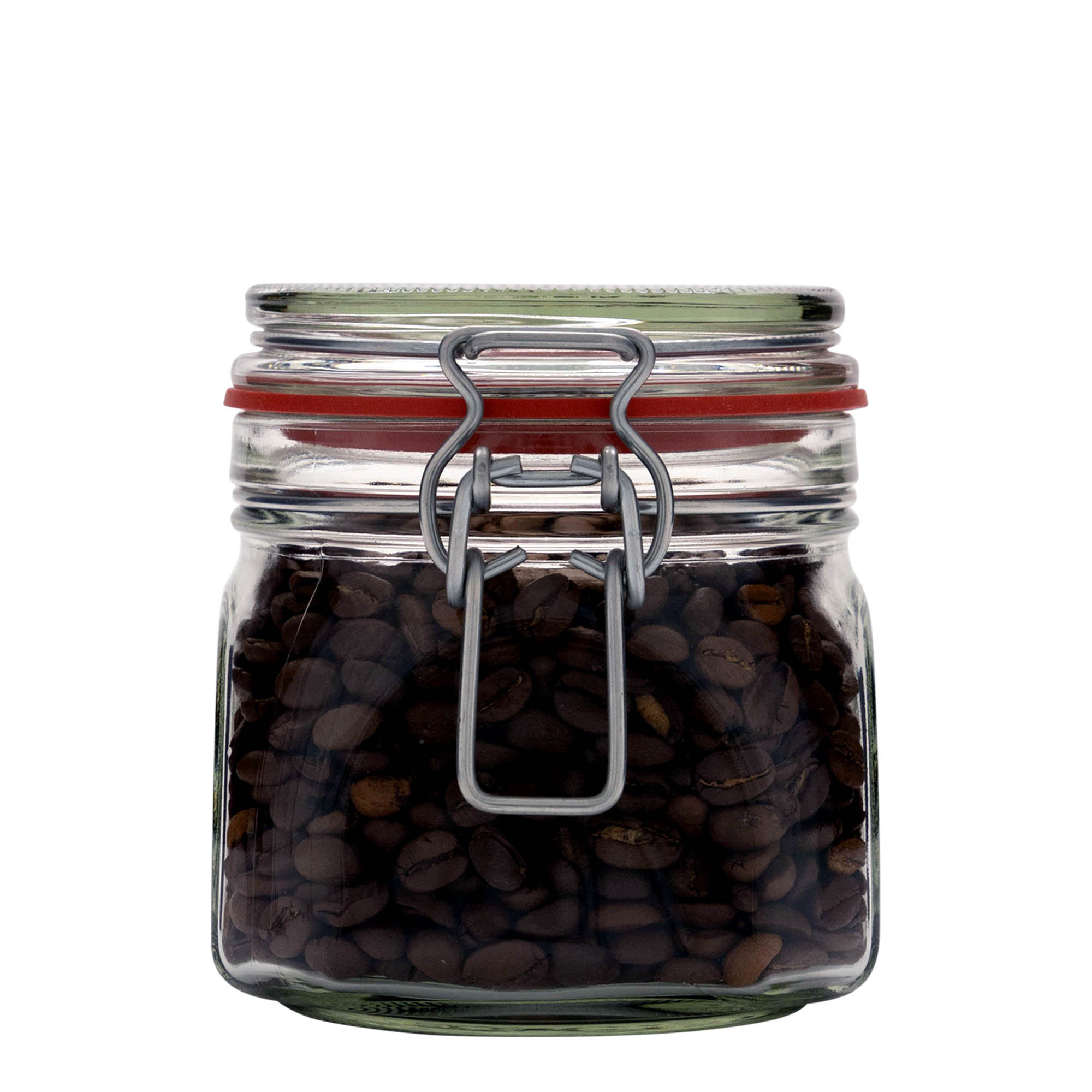630 ml frasco de vidro com fecho de arame, quadrado, abertura: fecho de arame