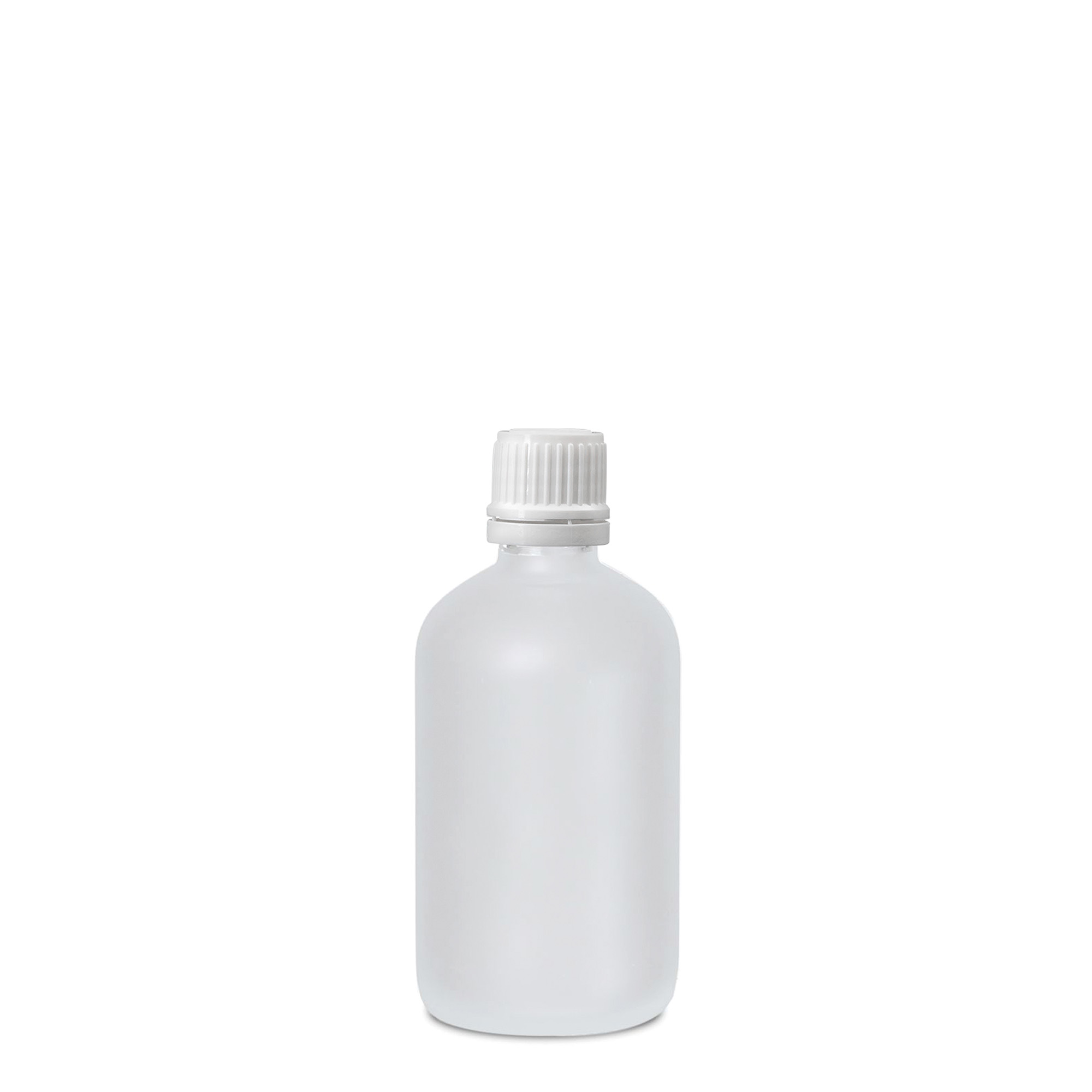 Frasco de medicamento de 100 ml, vidro, fosco, boca: DIN 18 Frasco de medicamento de 100 ml, vidro, fosco, boca: DIN 18