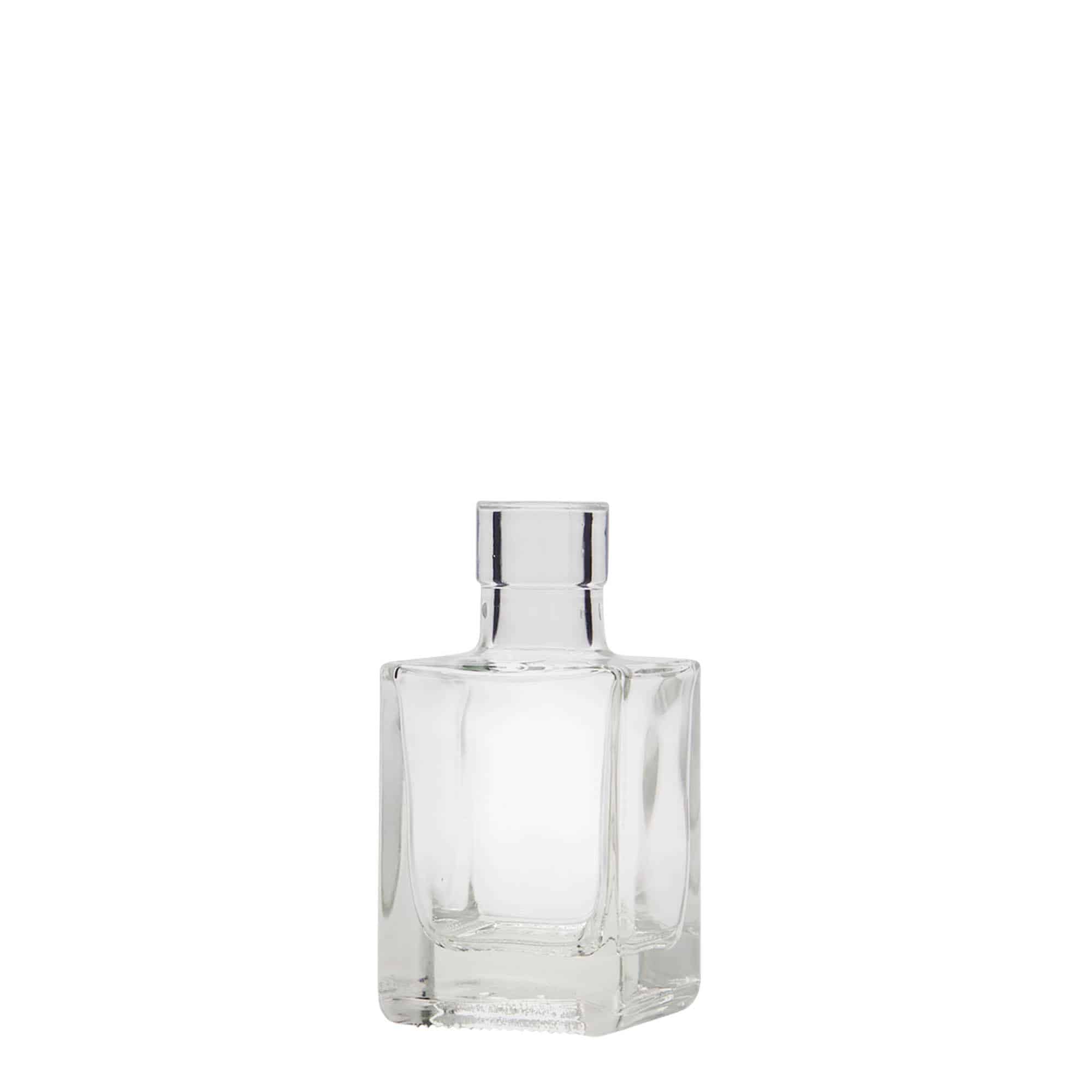 Frasco de vidro de 50 ml 'Cube', quadrado, boca: cortiça