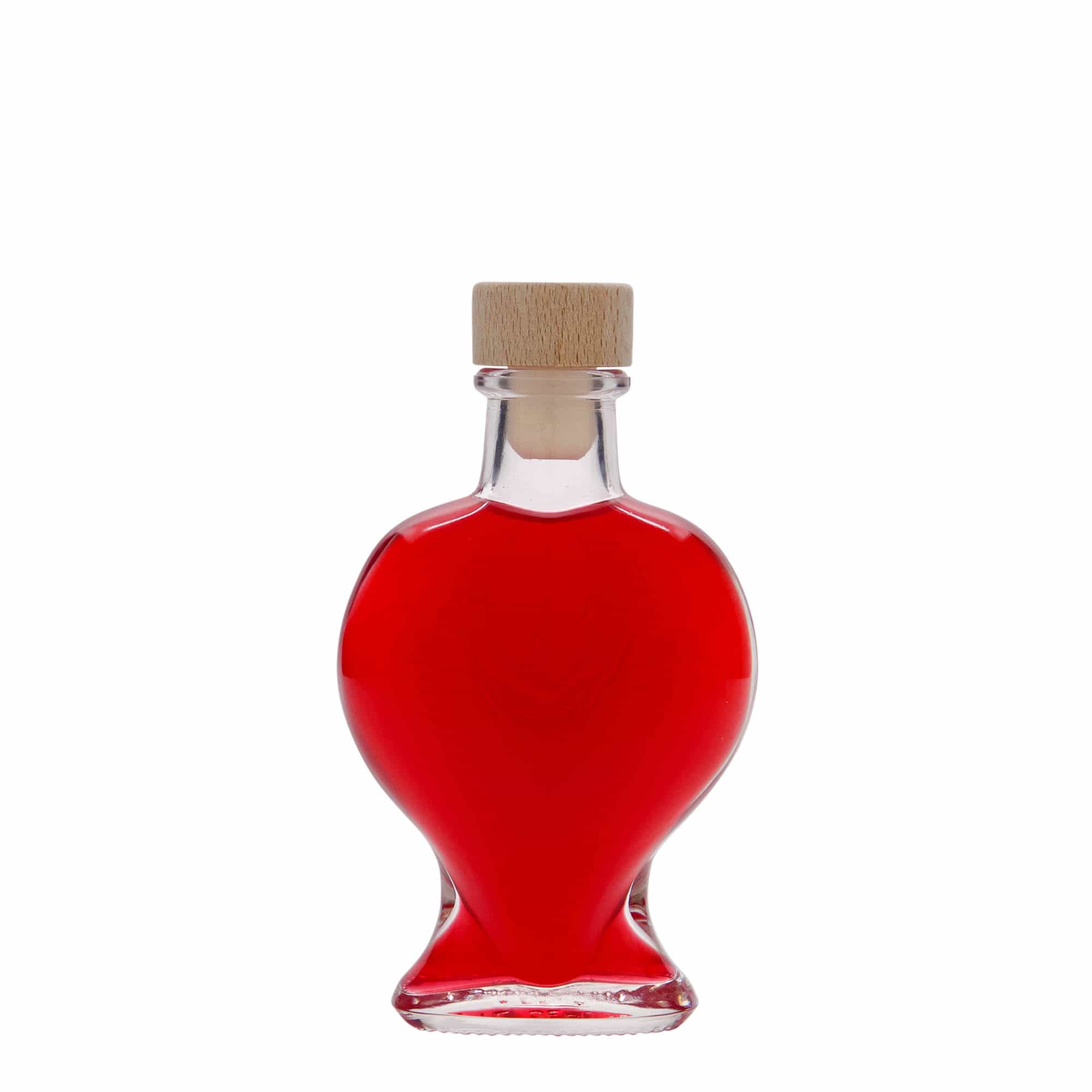 Frasco de vidro de 100 ml 'Coração', boca: cortiça