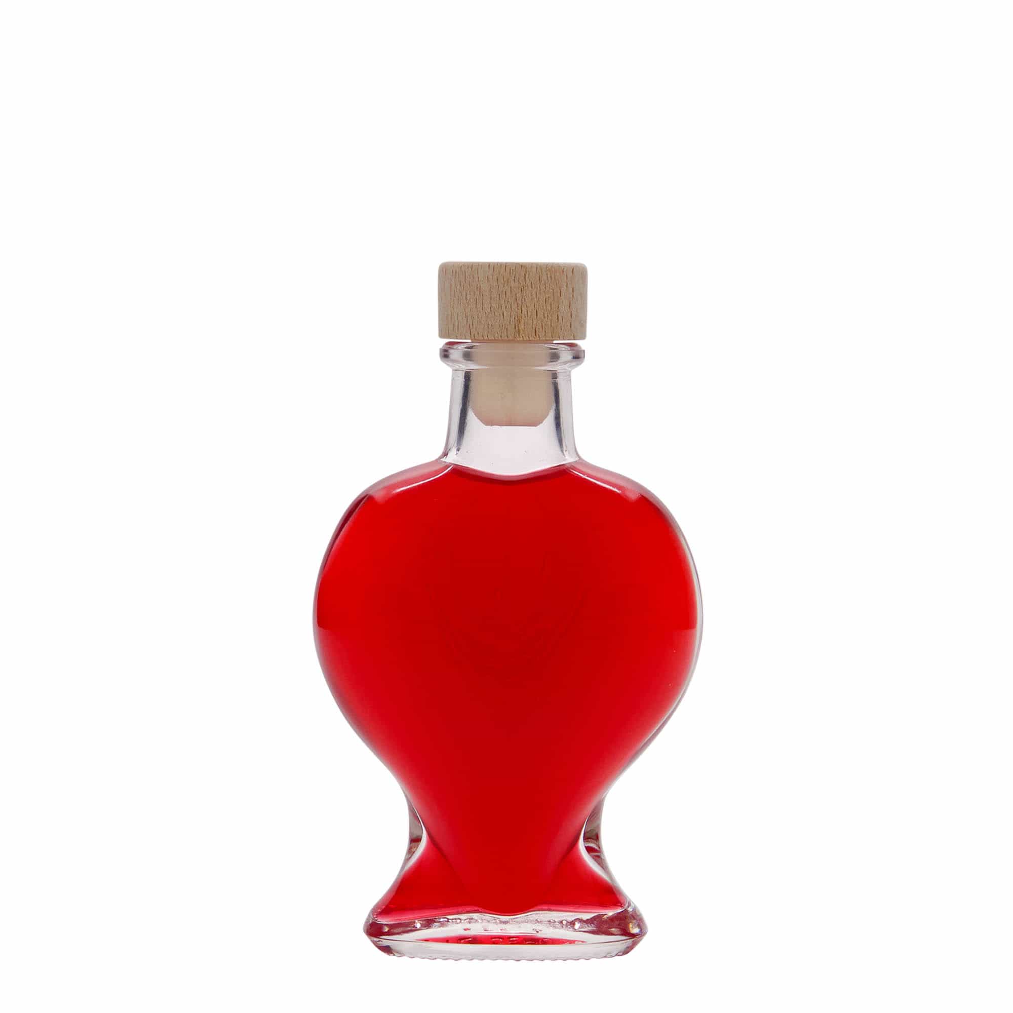 Frasco de vidro de 100 ml 'Coração', boca: cortiça