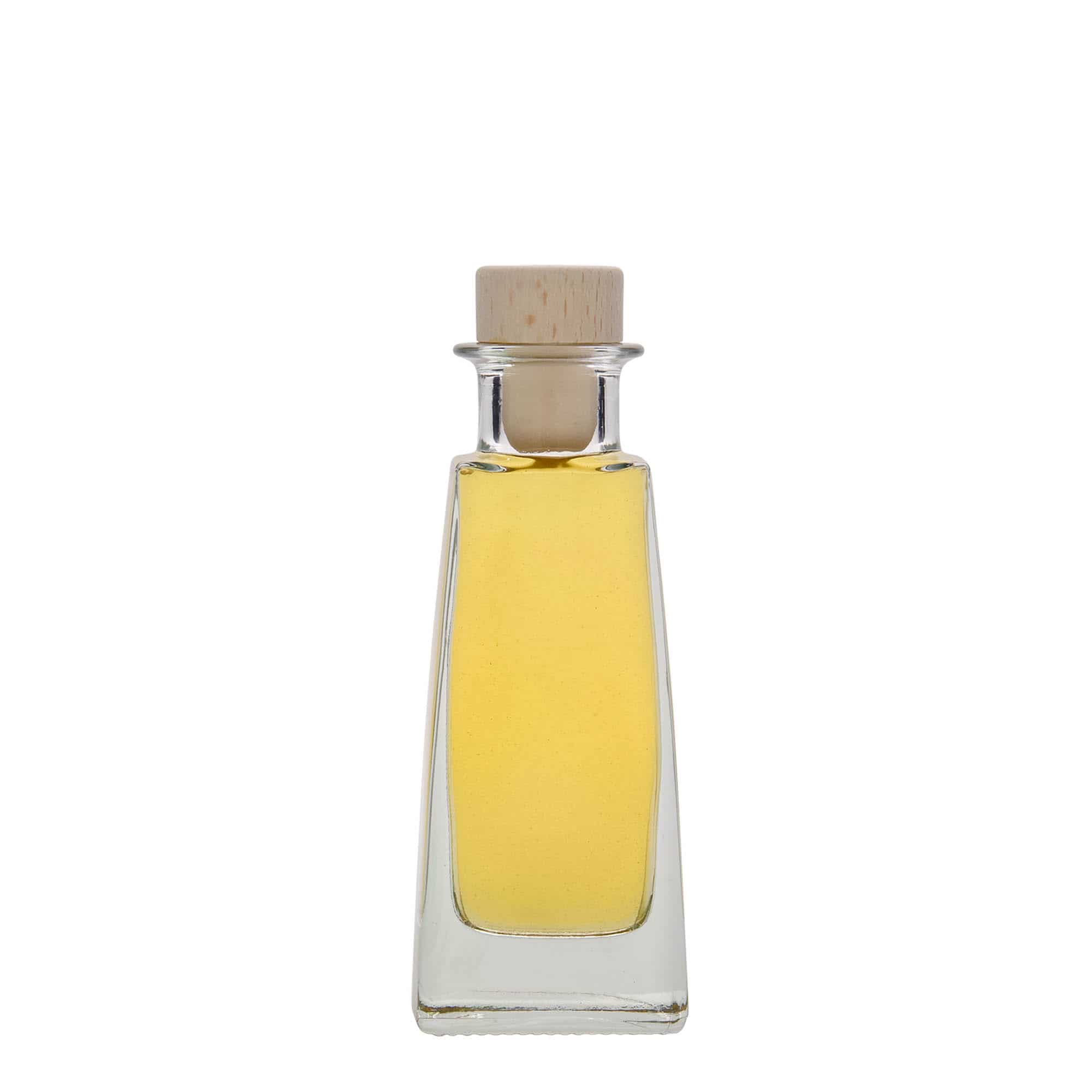 100 ml Garrafa de vidro 'Timmy', retangular, boca: Cortiça
