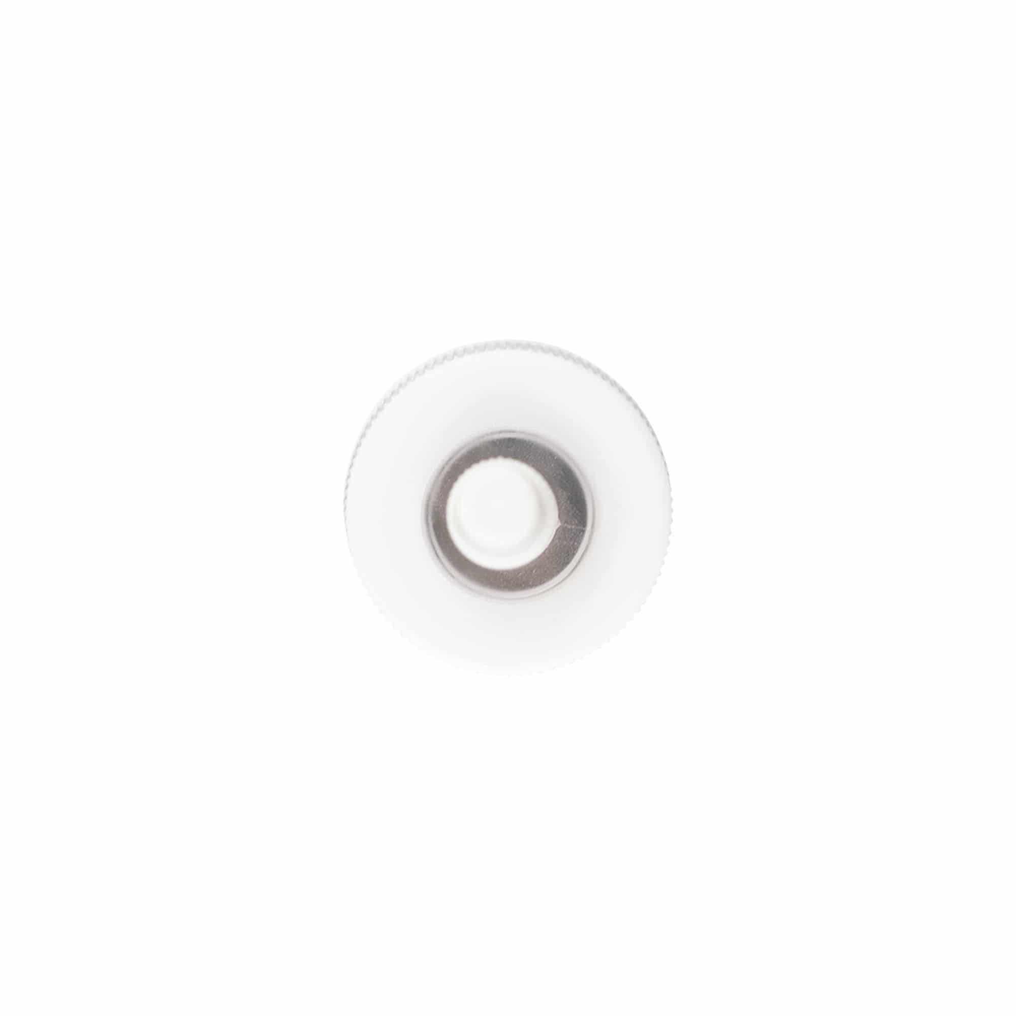 Tampa de rosca com aplicador, plástico PP, branco, para bocal: 24/410