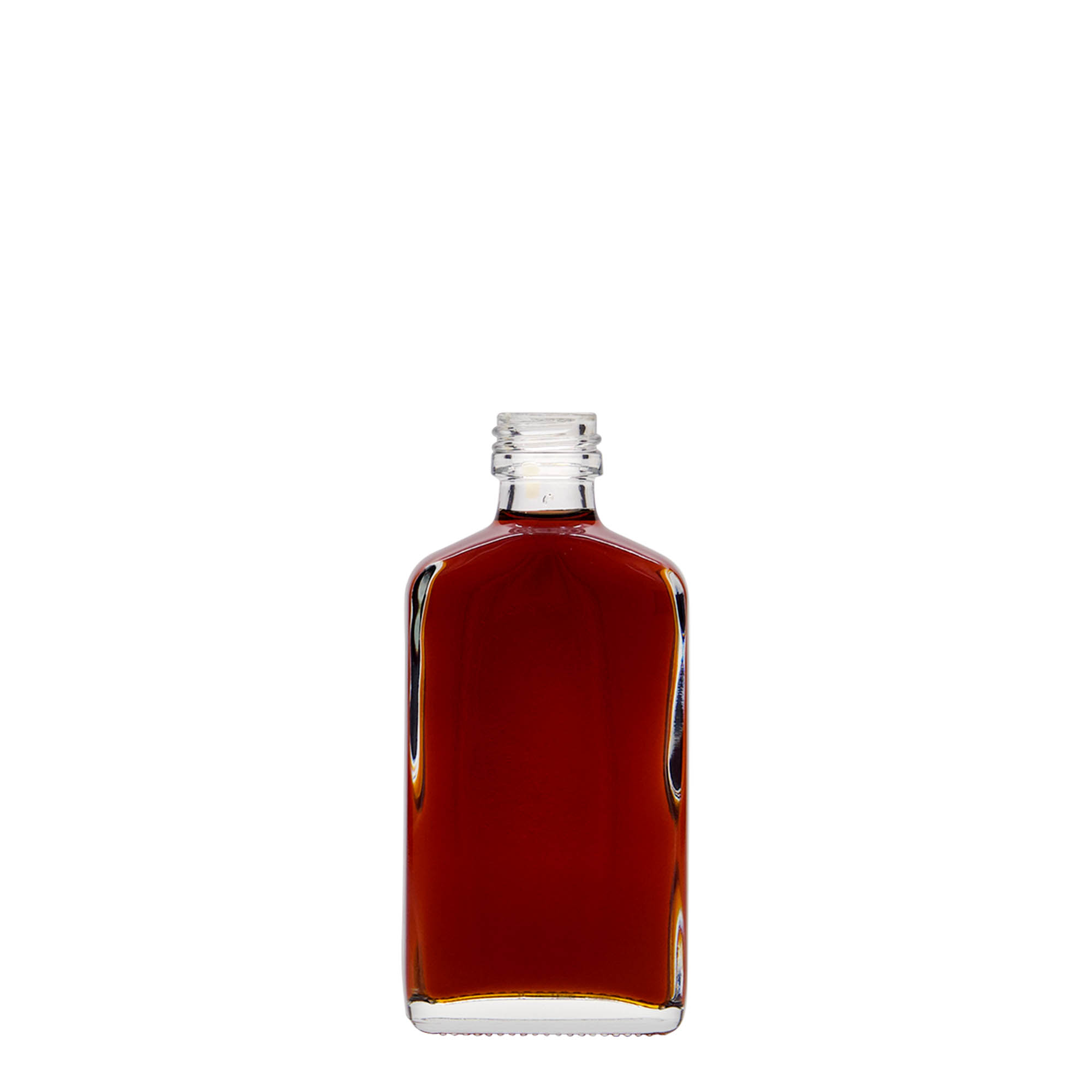 Frasco de bolso de 50 ml, retangular, vidro, bocal: PP 18