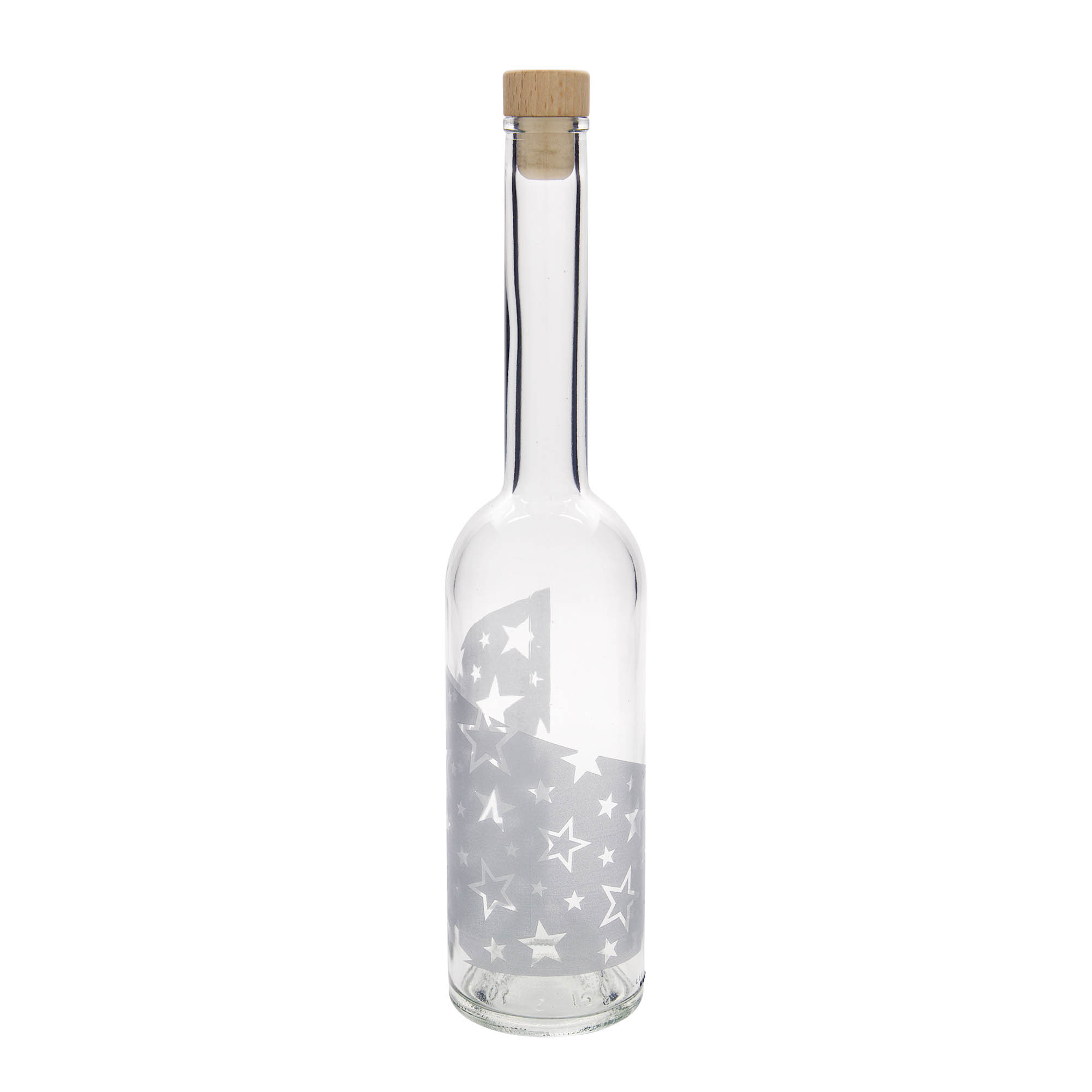 Garrafa de vidro de 500 ml 'Opera', motivo: estrelas prateadas, boca: cortiça Garrafa de vidro de 500 ml 'Opera', motivo: estrelas prateadas, boca: cortiça