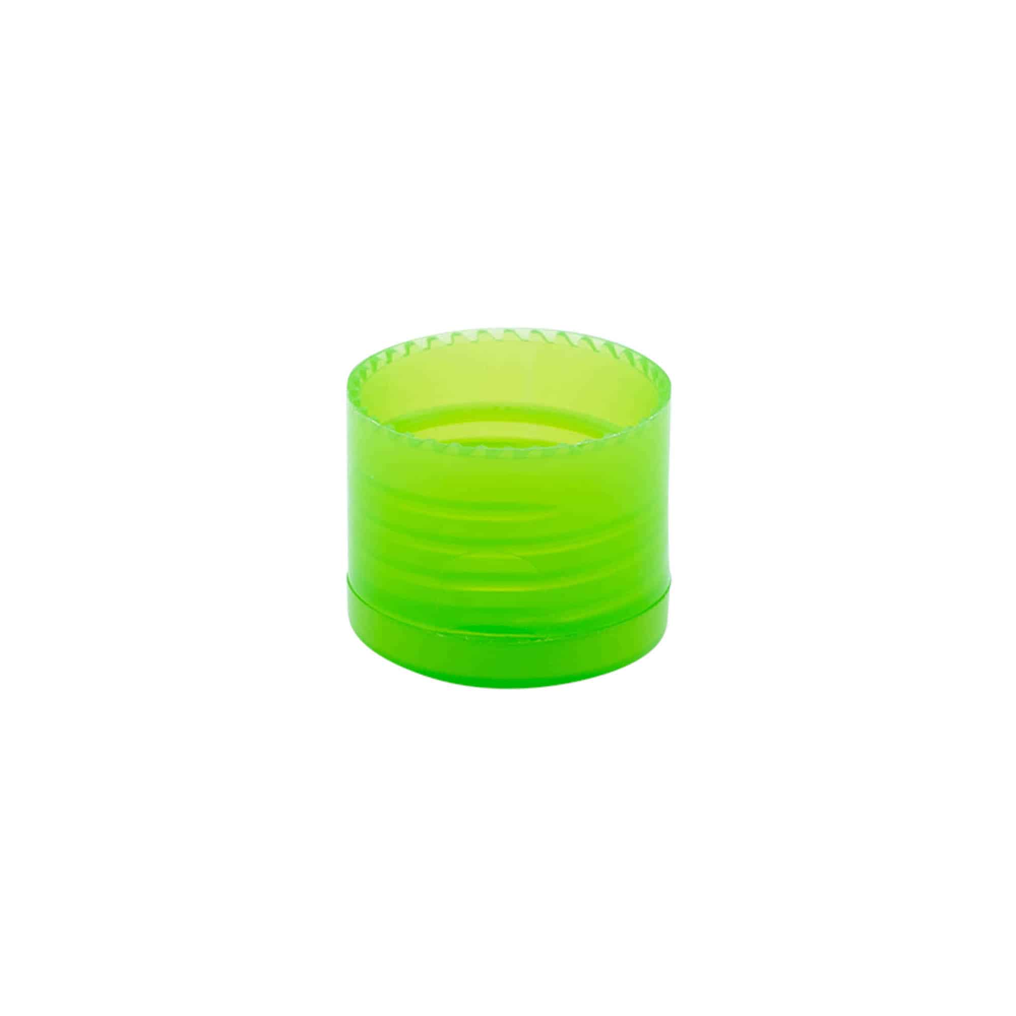 Tampa de rosca com dobradiça, plástico PP, verde, para boca: 24/410