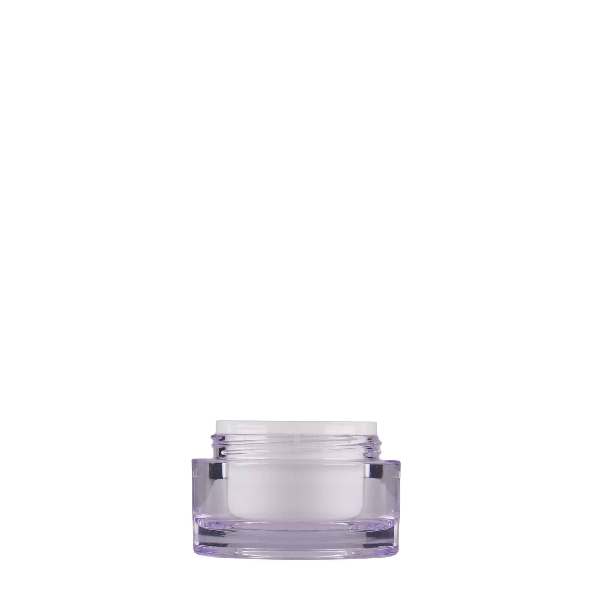 10 ml frasco, plástico SAN, branco, boca: tampa de rosca