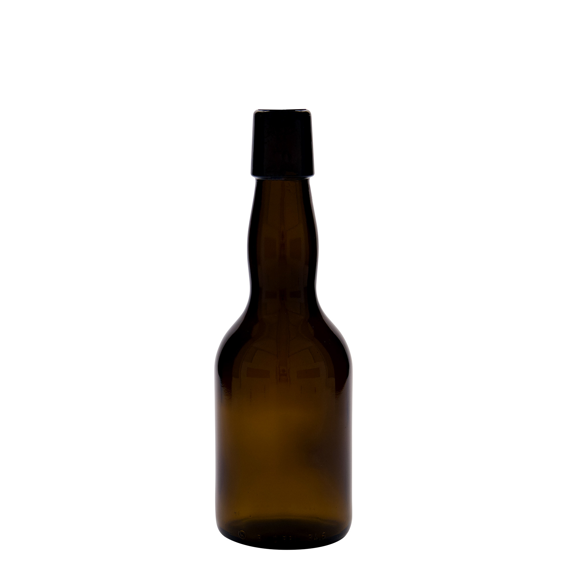 Garrafa de cerveja de 330 ml com gargalo de pescoço, vidro, castanha, boca: fecho de mola Garrafa de cerveja de 330 ml com gargalo de pescoço, vidro, castanha, boca: fecho de mola