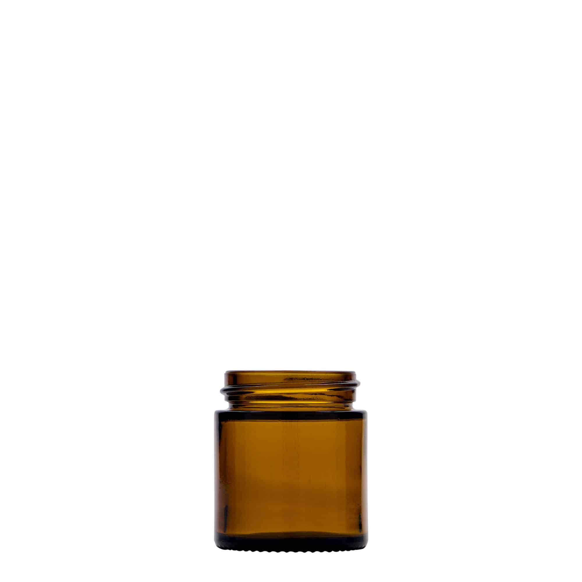 30 ml Pote 'Brown Line', vidro, castanho, boca: Tampa de rosca 30 ml Pote 'Brown Line', vidro, castanho, boca: Tampa de rosca