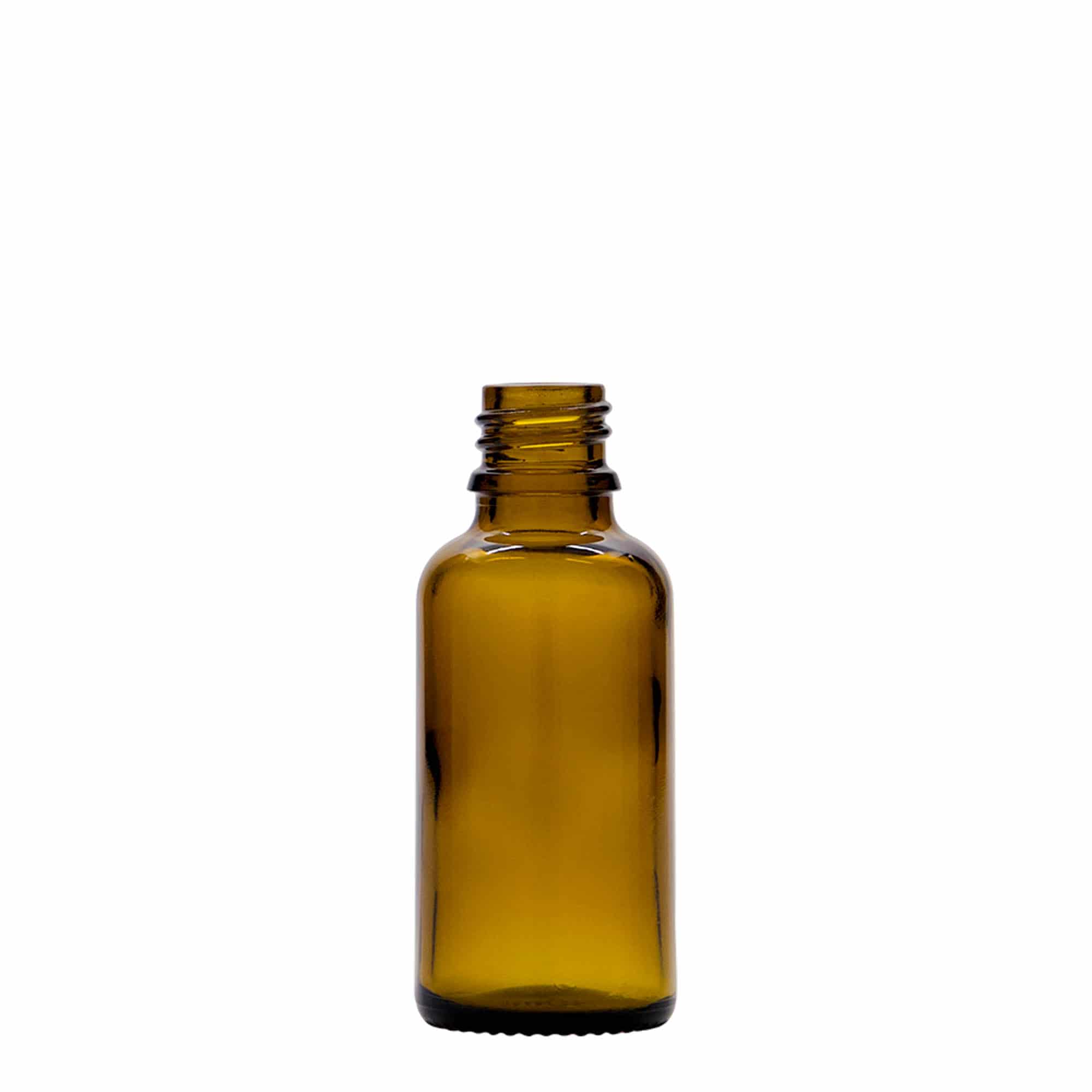 Frasco conta-gotas 30 ml para medicamento, vidro, castanho, bocal: DIN 18