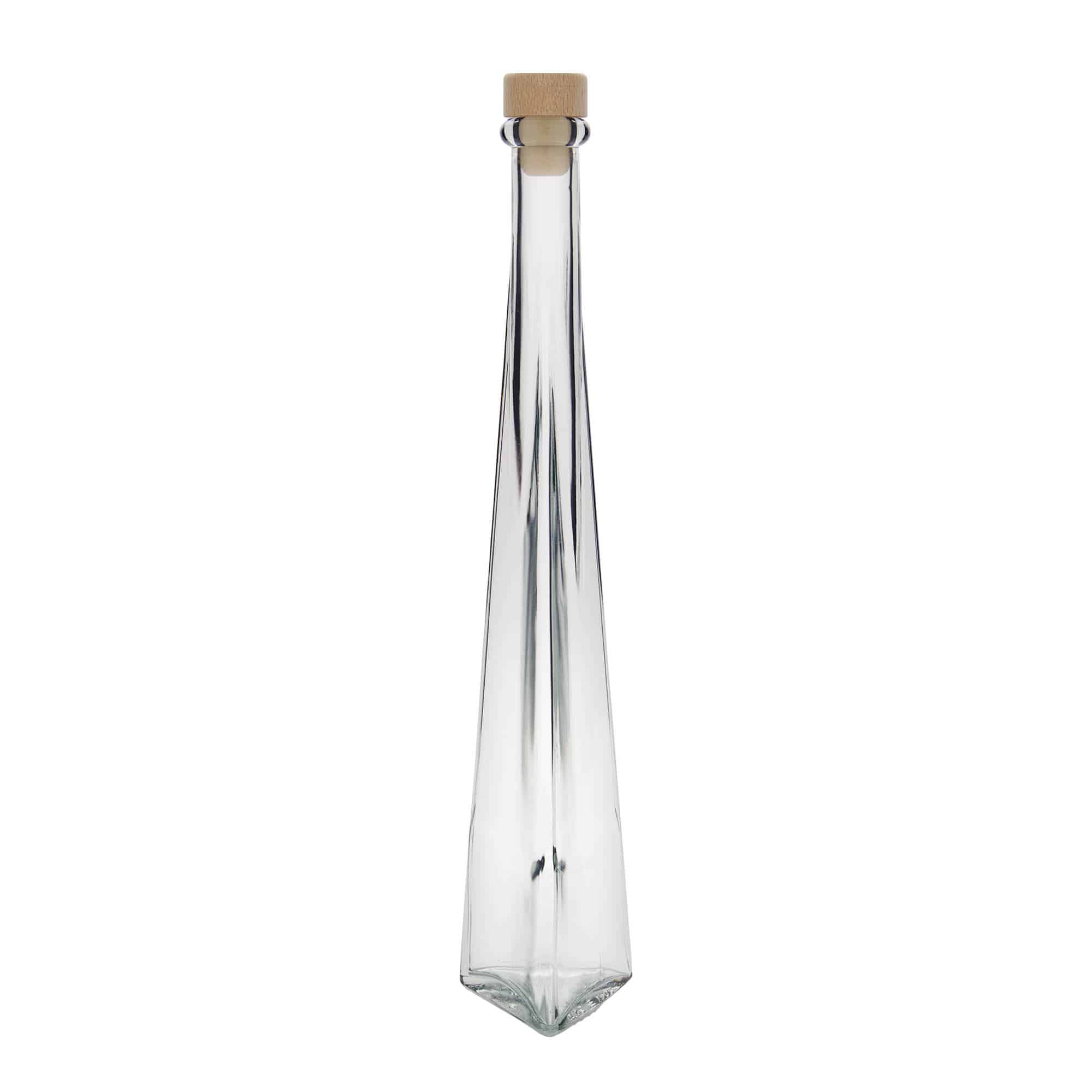 Frasco de vidro de 200 ml 'Dama Triangolore', triangular, boca: cortiça