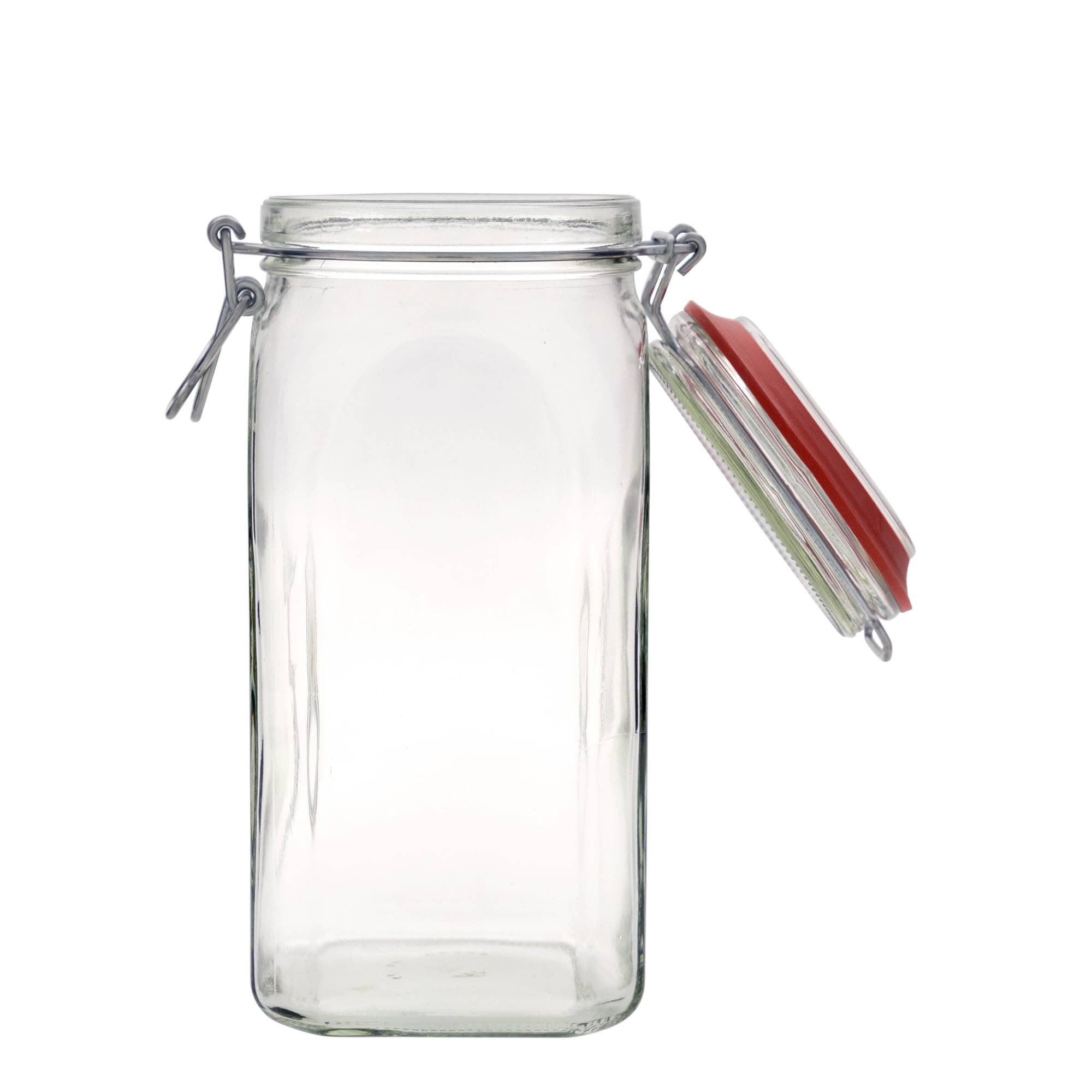 1.540 ml frasco de vidro com fecho de alavanca, quadrado, abertura: fecho de alavanca