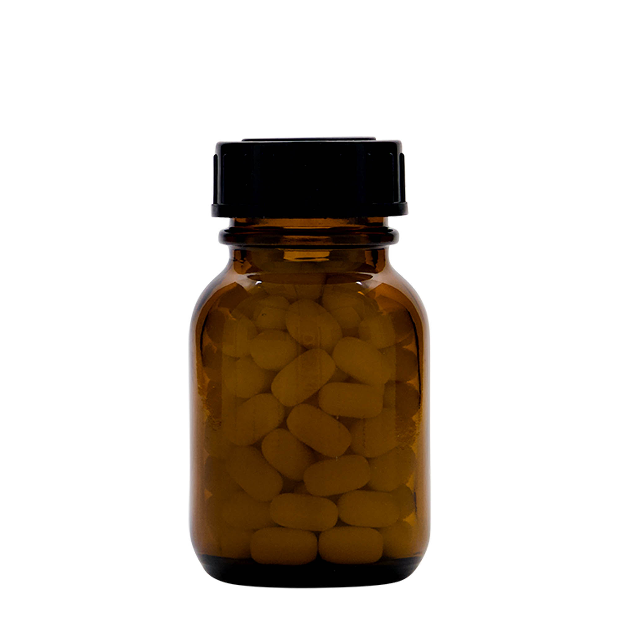 Frasco de gargalo largo de 50 ml, castanho, abertura: DIN 32