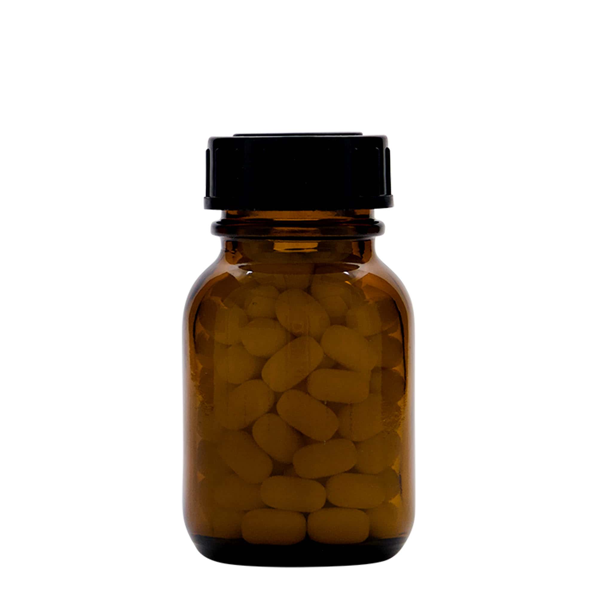 Frasco de gargalo largo de 50 ml, castanho, abertura: DIN 32