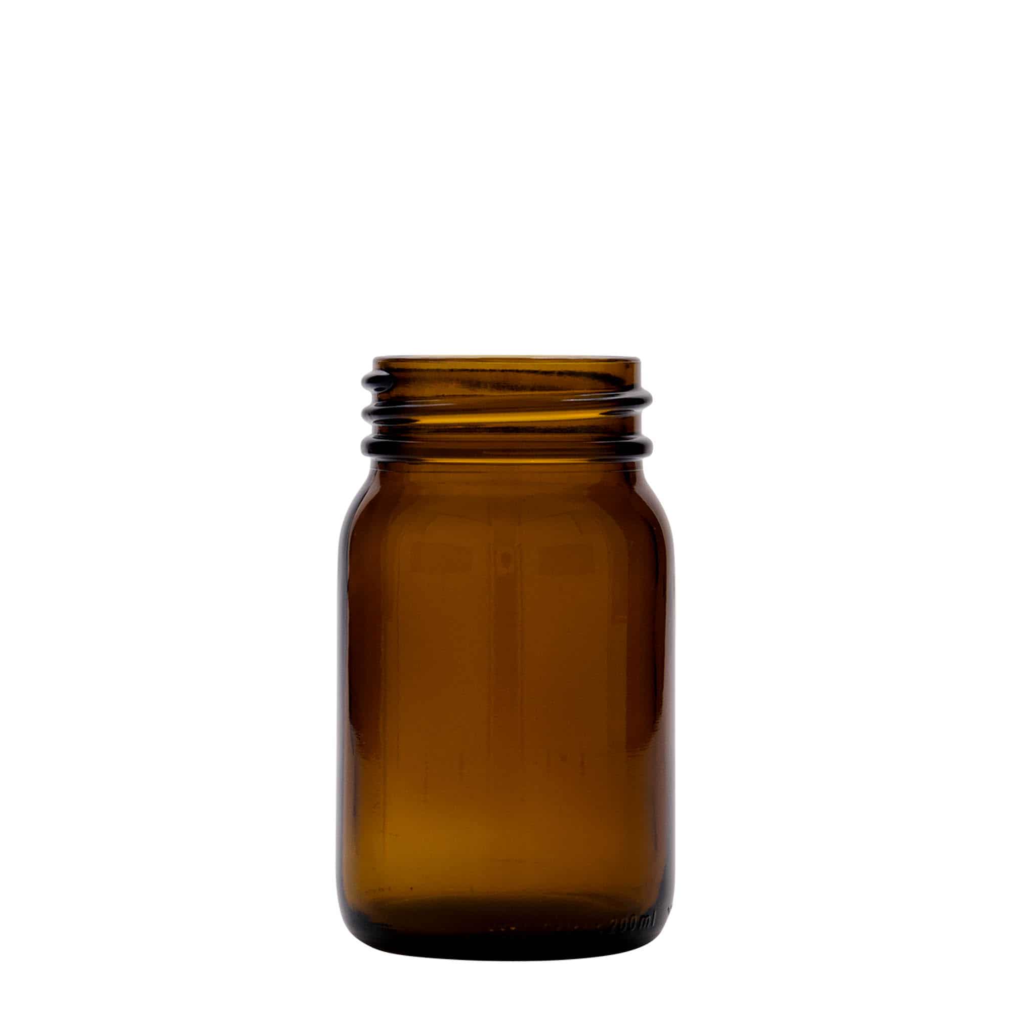 200 ml Frasco de boca larga, castanho, vidro, boca: DIN 55 200 ml Frasco de boca larga, castanho, vidro, boca: DIN 55