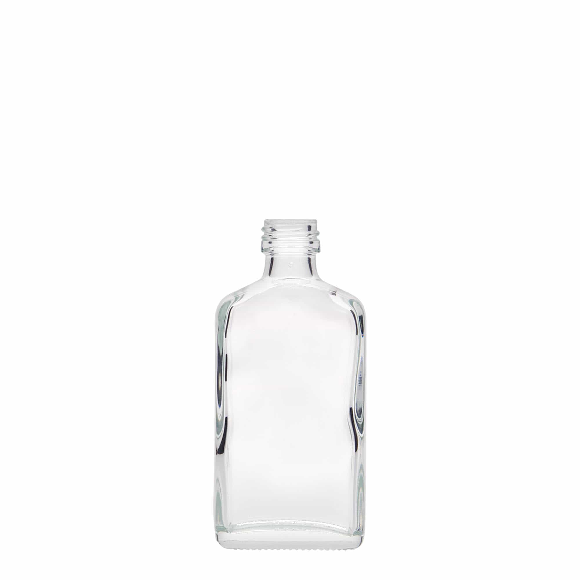Frasco de bolso de 50 ml, retangular, vidro, bocal: PP 18