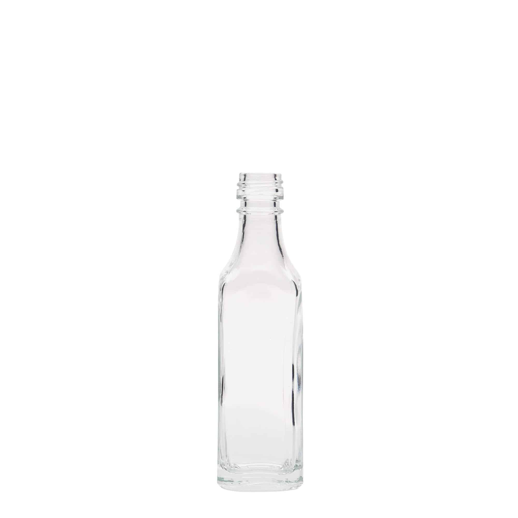 50 ml Garrafa de vidro 'Siena', quadrada, boca: PP 18 50 ml Garrafa de vidro 'Siena', quadrada, boca: PP 18