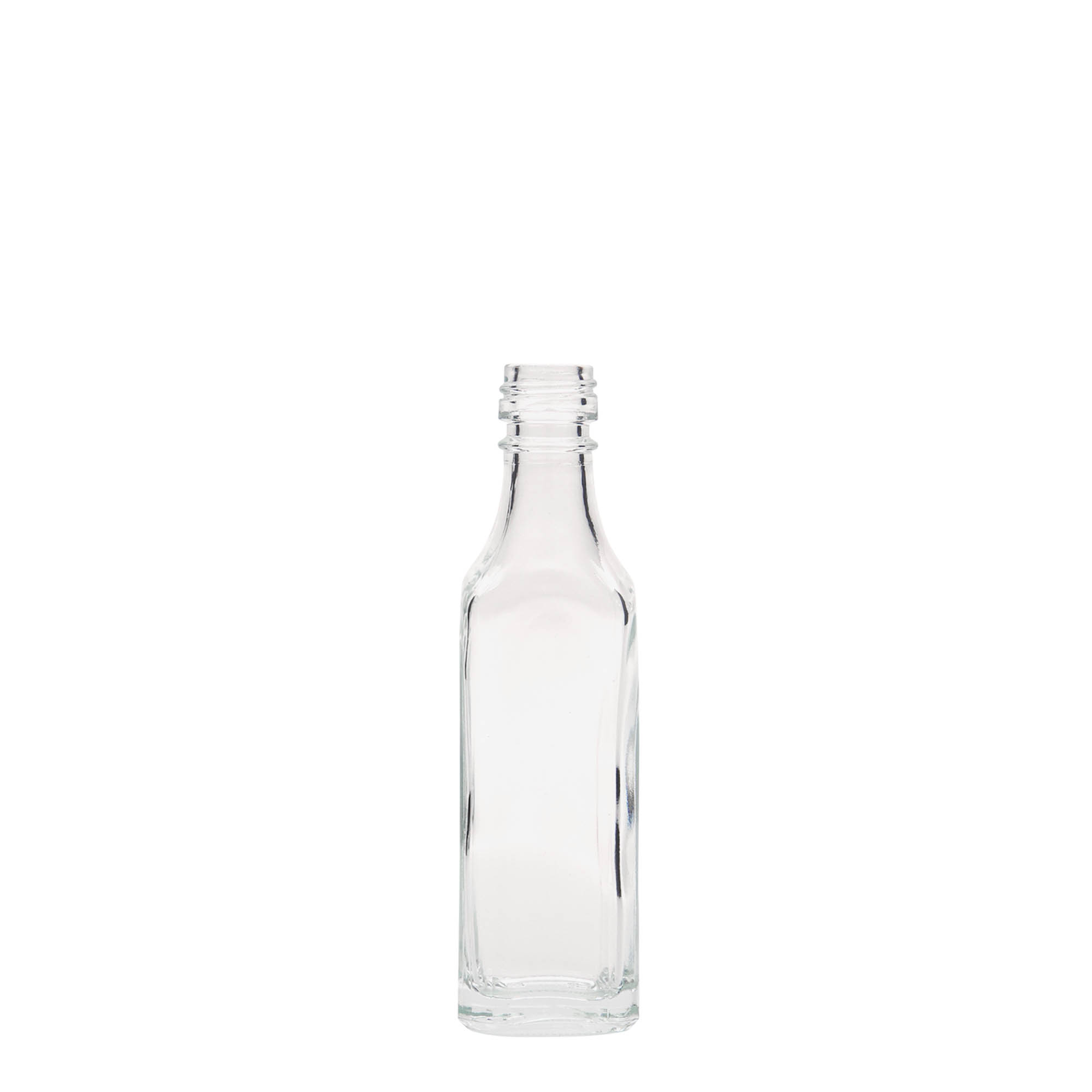 Frasco de vidro de 50 ml 'Siena', quadrado, bocal: PP 18 Frasco de vidro de 50 ml 'Siena', quadrado, bocal: PP 18